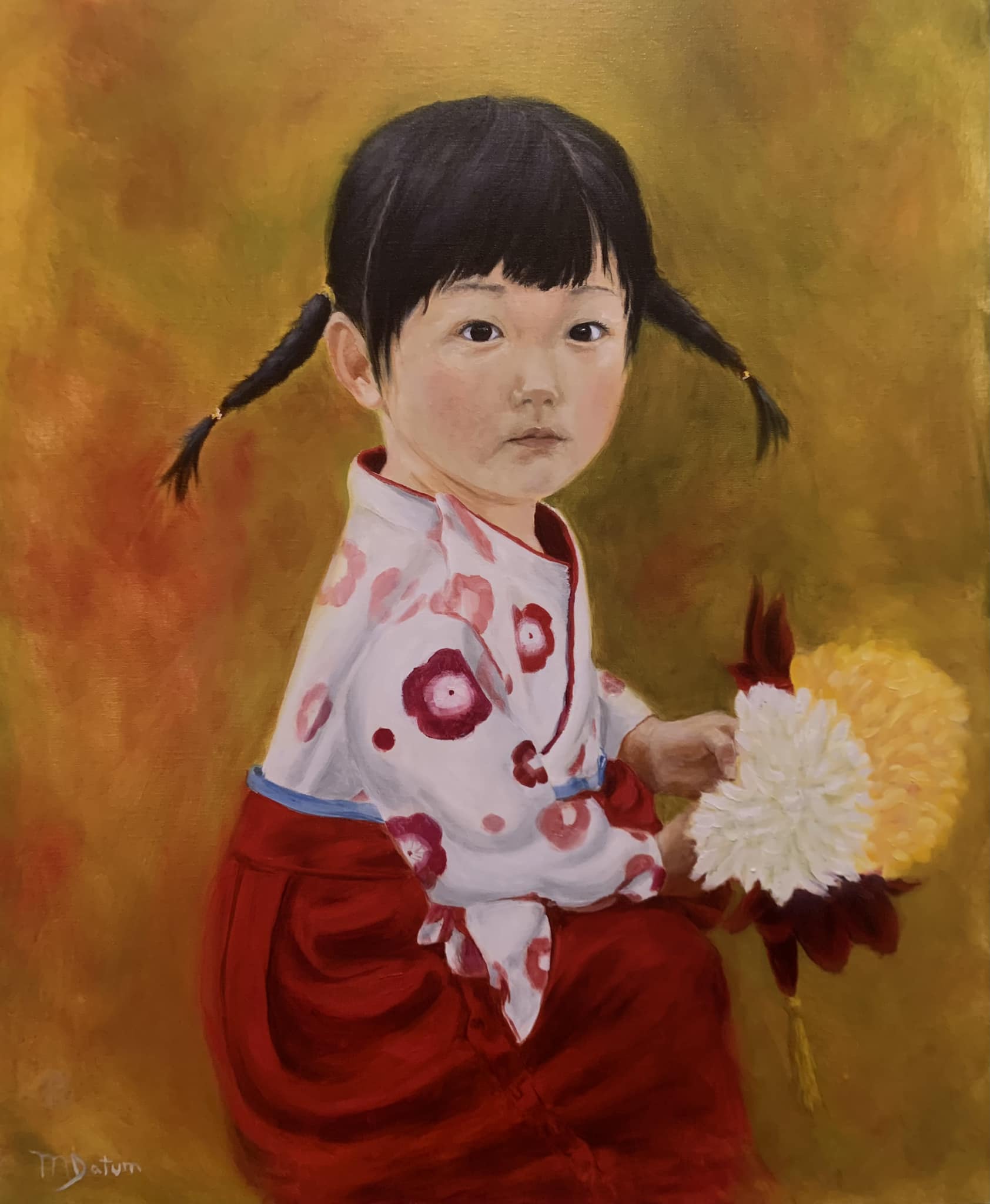 Oil painting of japanese girl