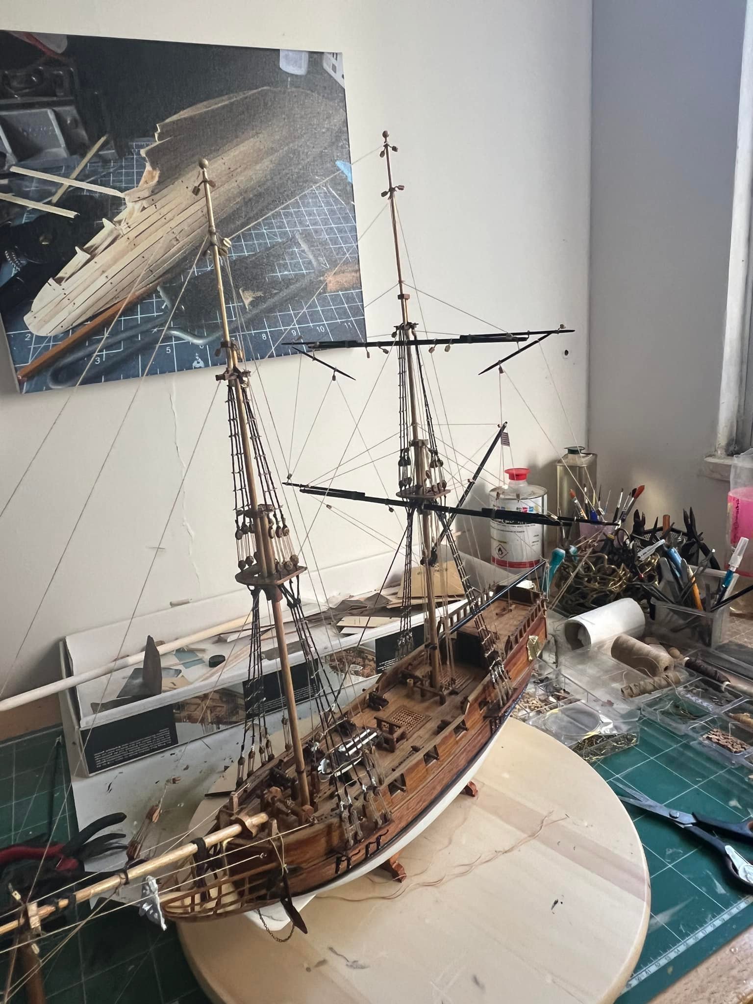 Rigging is on process. The Blue Shadow 1/64 by mamoli Italy.