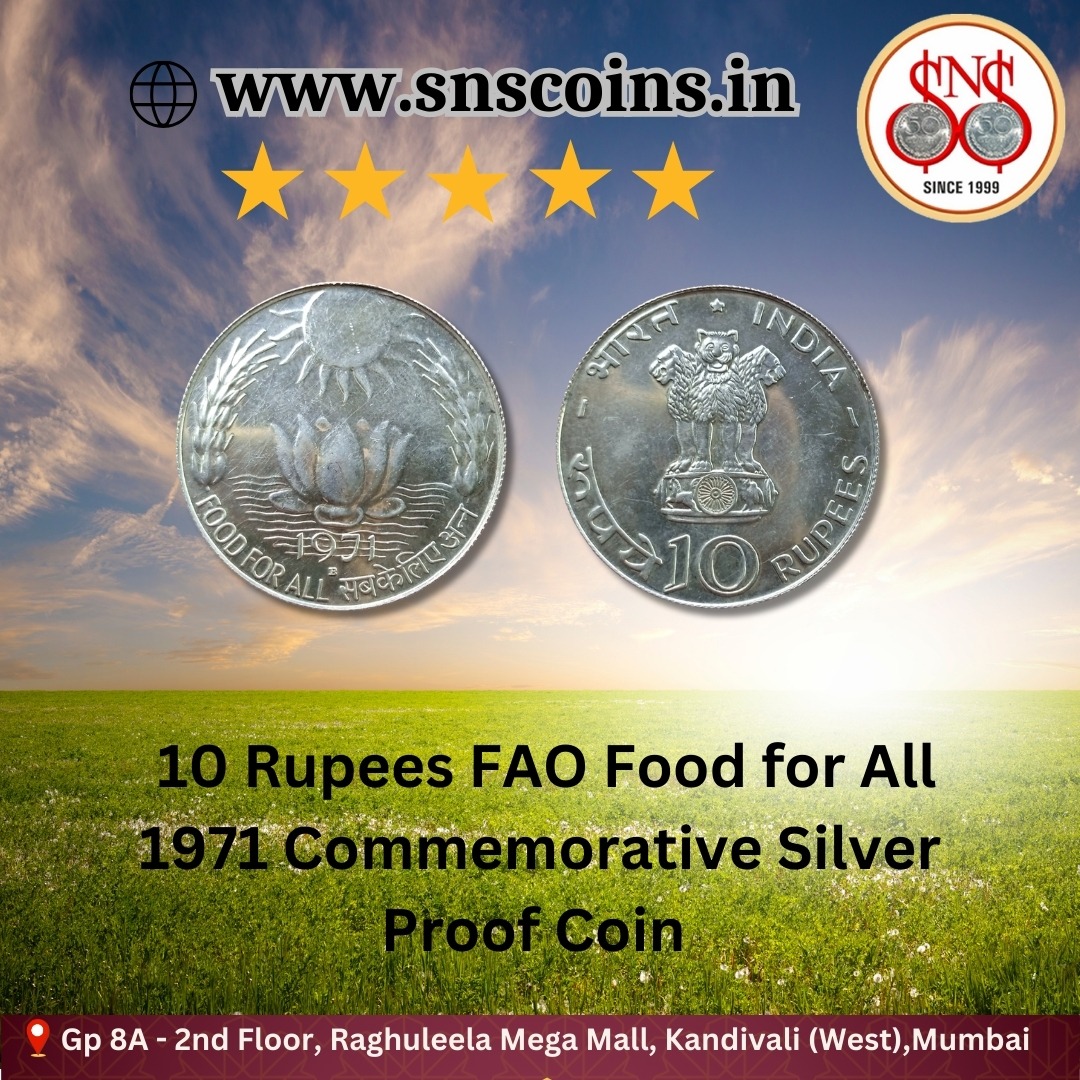 10 Rupees FAO Food for All 1971 Commemorative Silver Proof Coin
