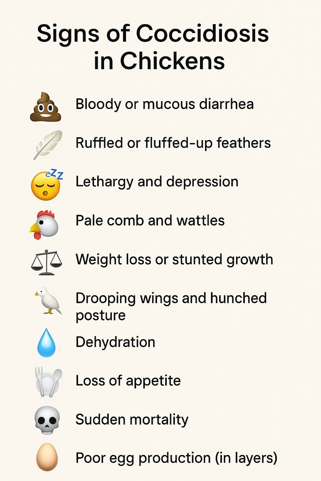 Animal - 🐔 Coccidiosis in Chickens – Clinical Signs 1️⃣ 💩 Bloody or ...