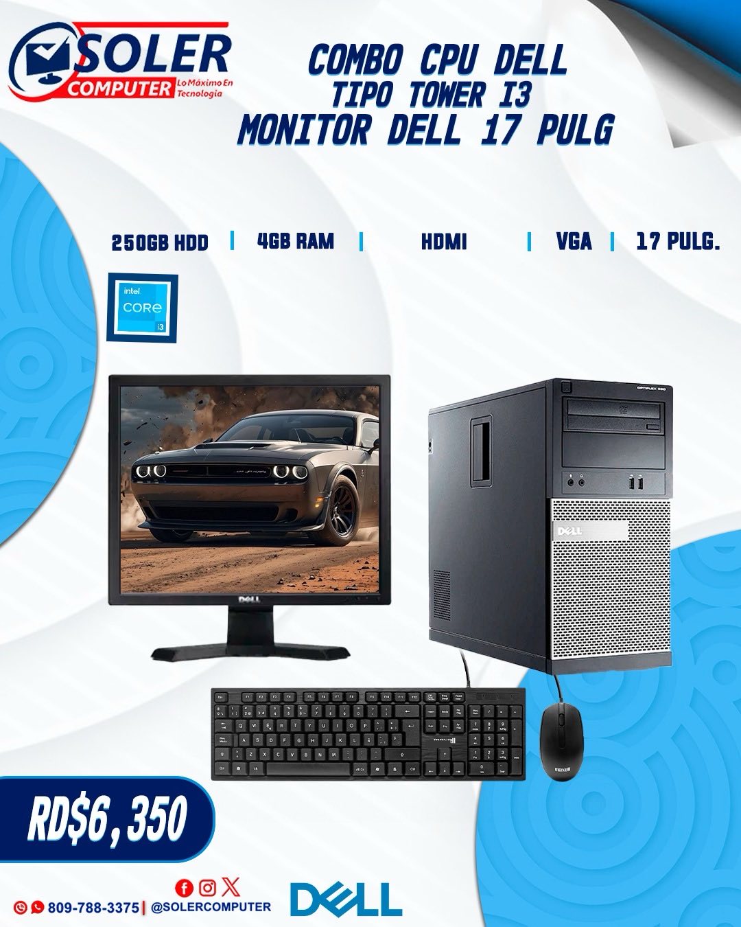 Soler - CPU Dell Optiplex tipo tower Procesador Intel Core i3 4gb de ...