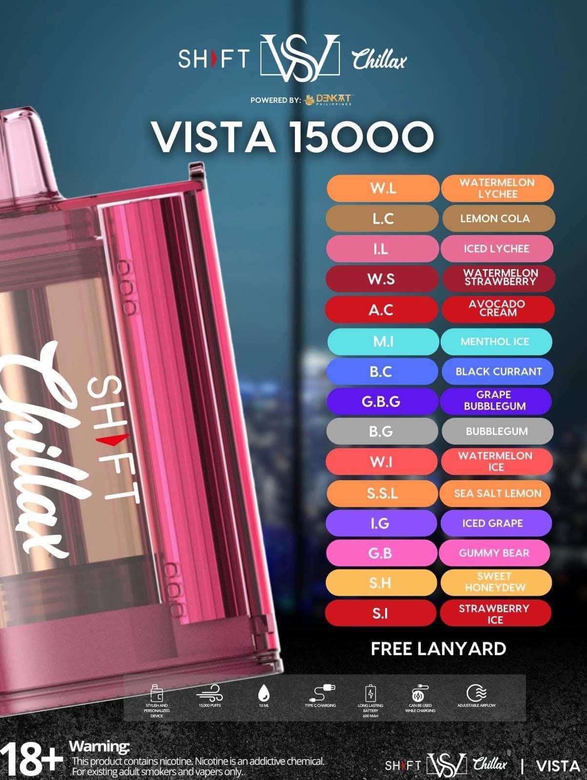 chillax vape flavors Shift x vista 15k Flavors: Strawberry ice - Si Sweet honeydew - Sh Watermelon ice - Wi Lemon cola - Lc Sea salt lemon - Ssl Iced grape Colors:Mint Green 20MG DISPOSABLE VAPES posh vape flavors Posh