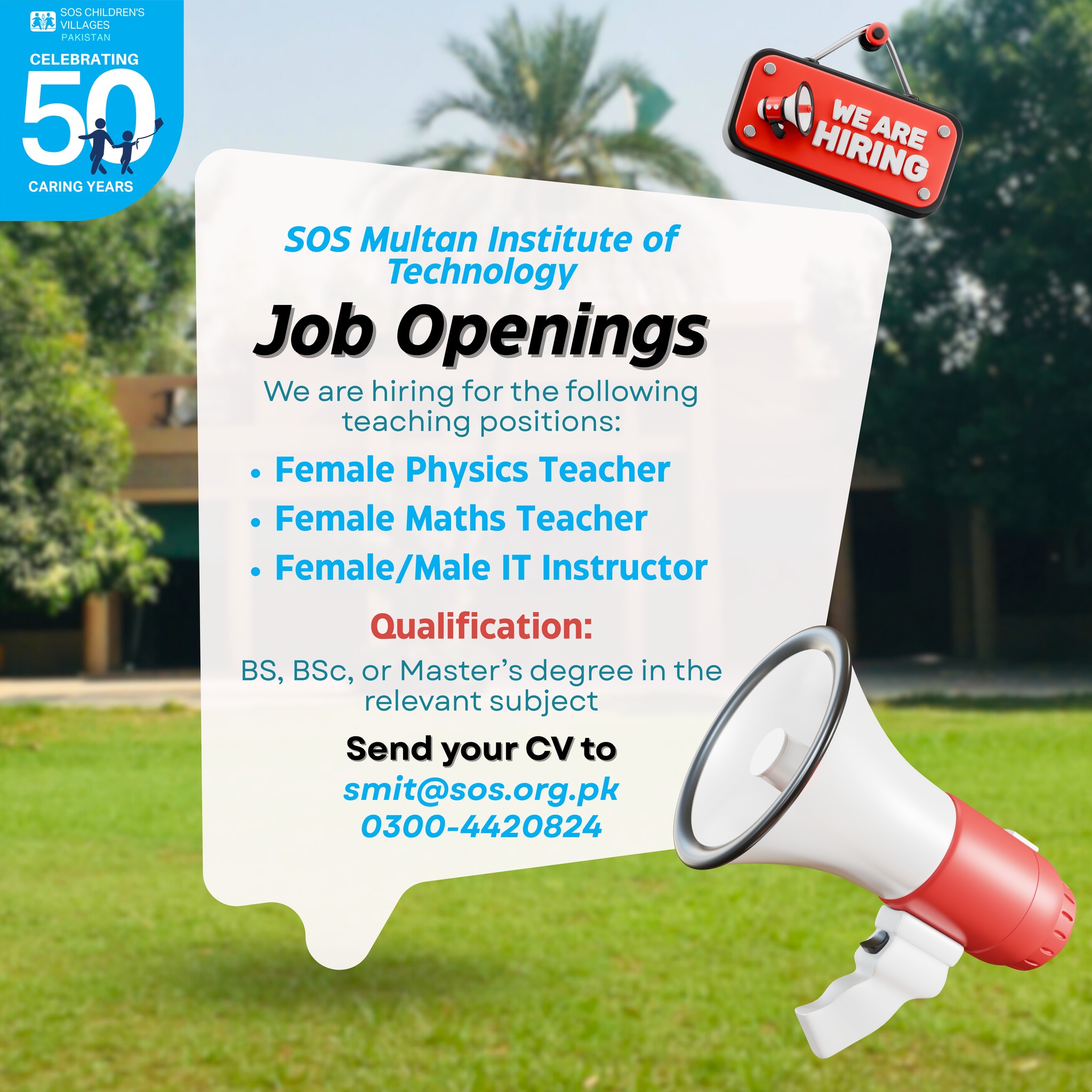 SOS - Apply Now: Send your CV to smit@sos.org.pk and visit for an ...