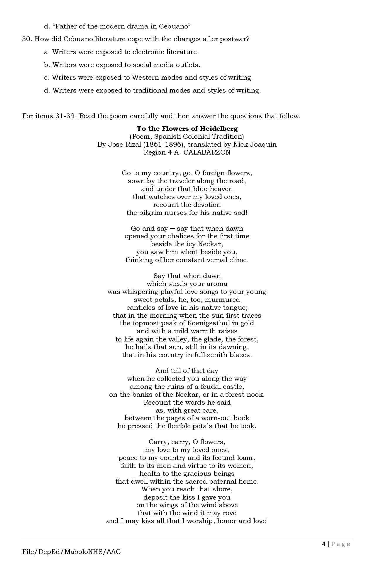 Diagnostic Grade 11 Home Economics Mdl Digital Class Facebook