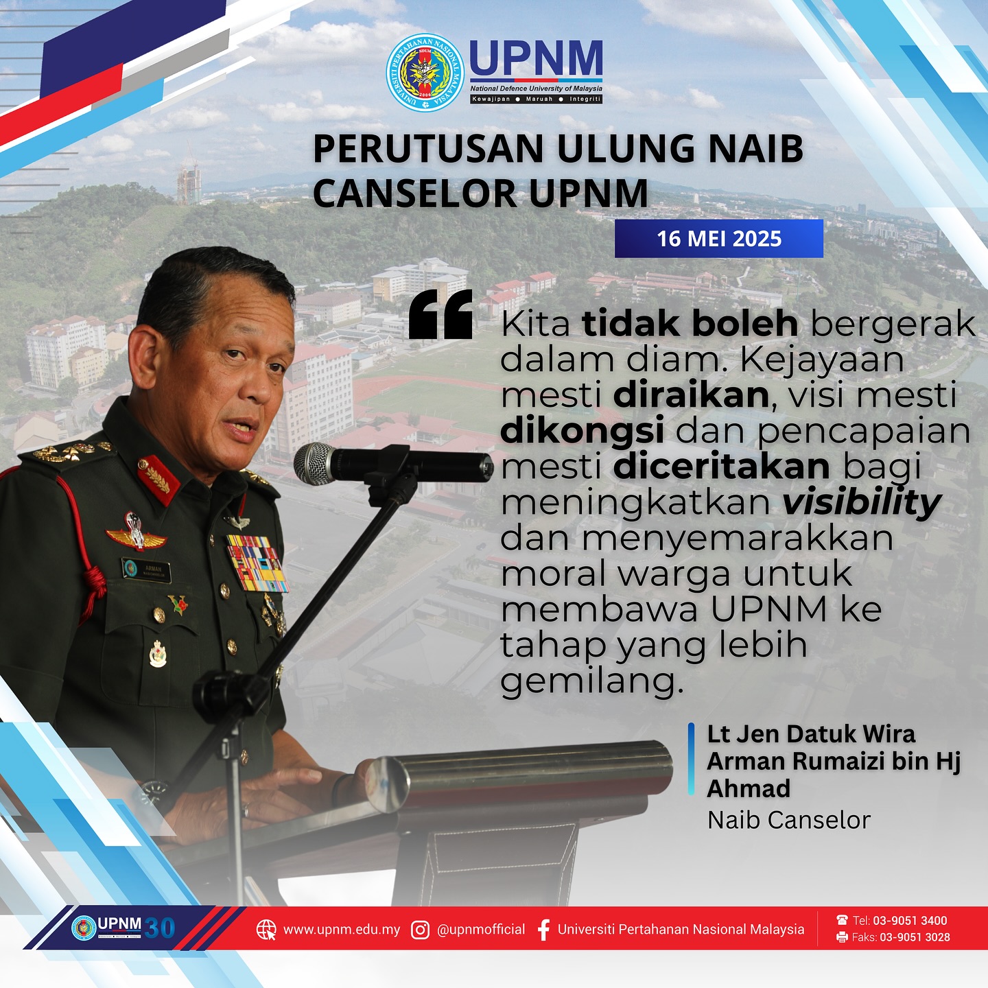 Universiti - Pesan Naib Canselor UPNM, “Kejayaan dan pencapaian mesti ...