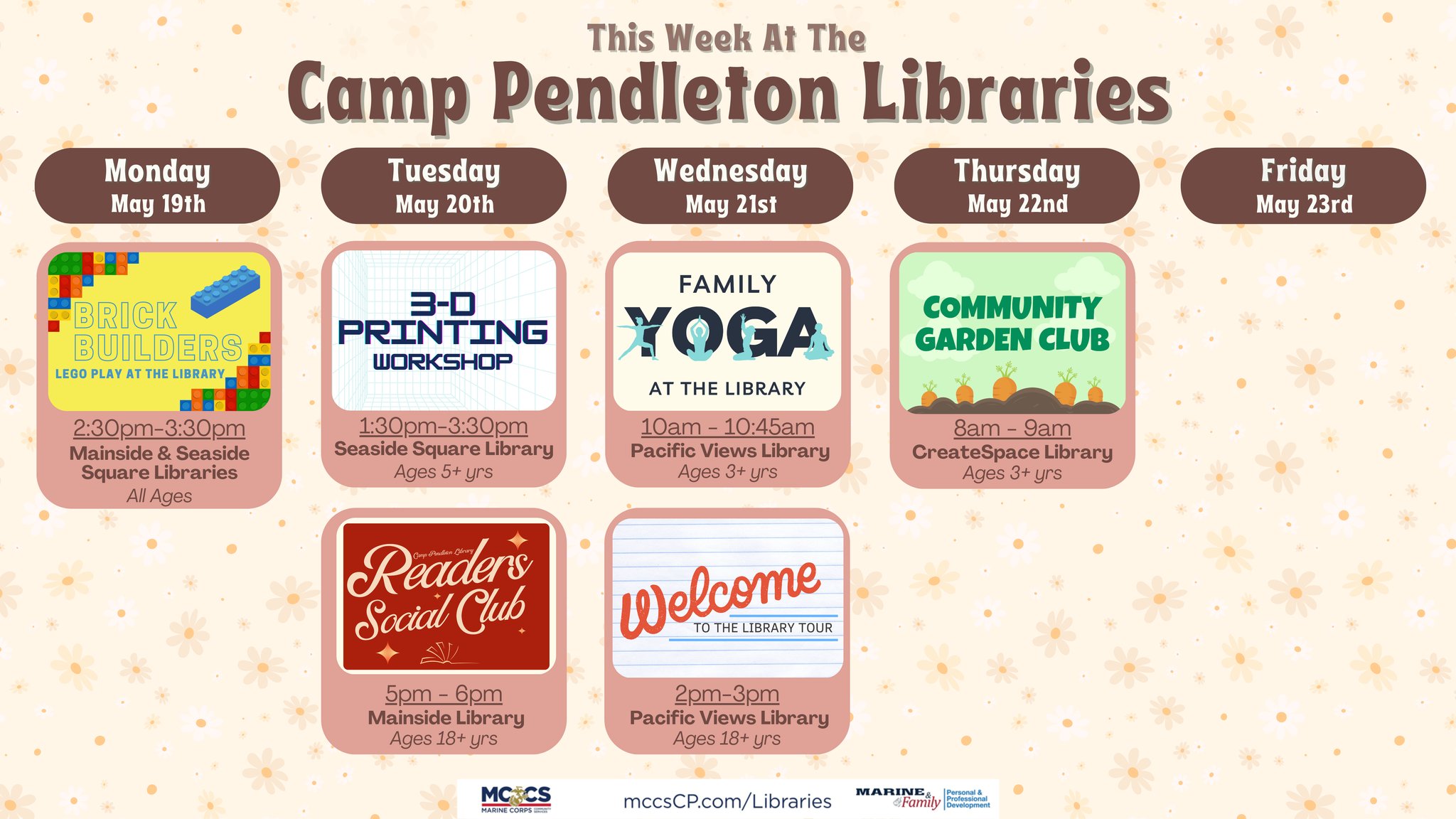 📅 Check Out This Week’s... - MCCS Camp Pendleton - Libraries | Facebook