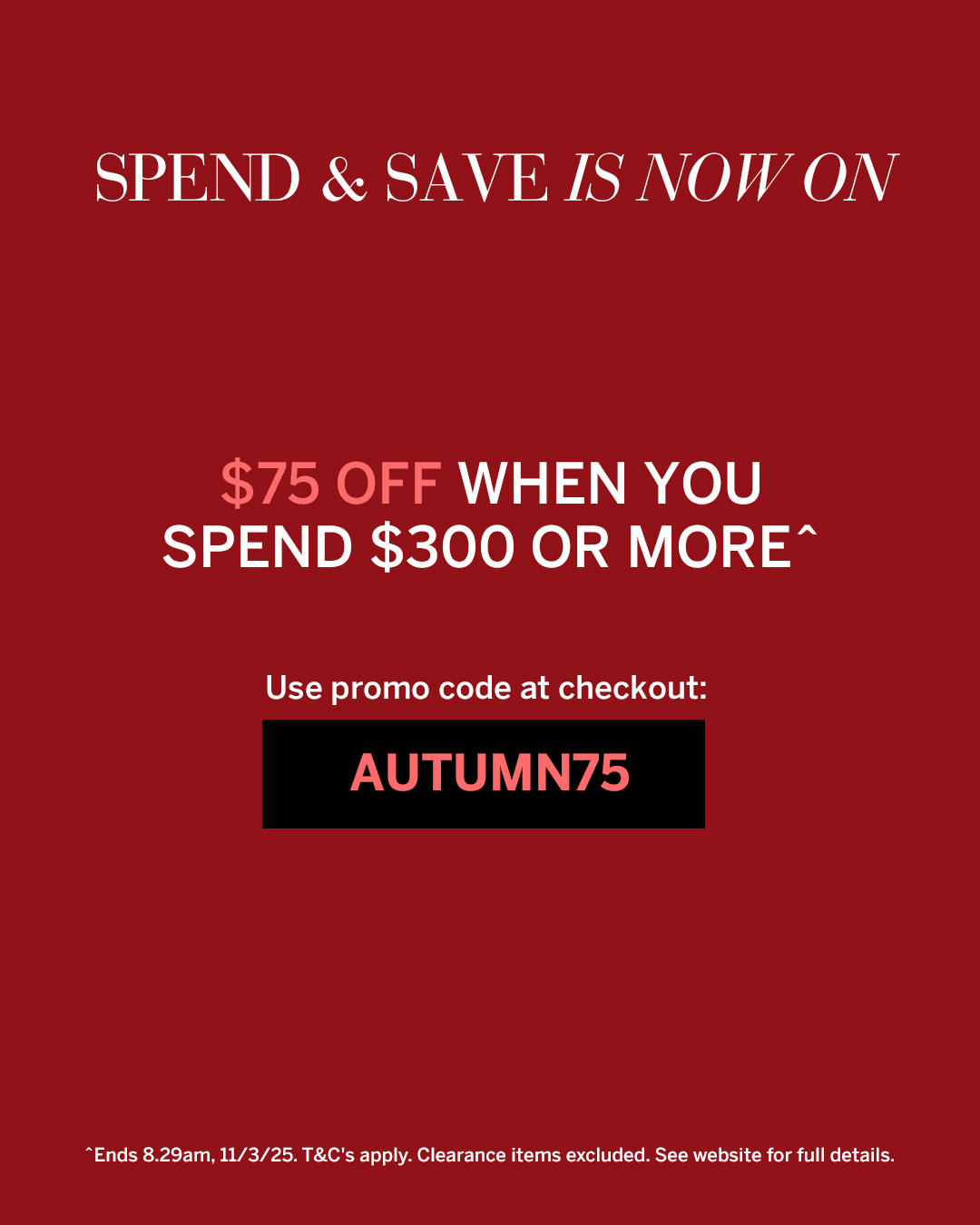TVSN - SPEND & SAVE – 3 DAYS ONLY! Save $75 when you...