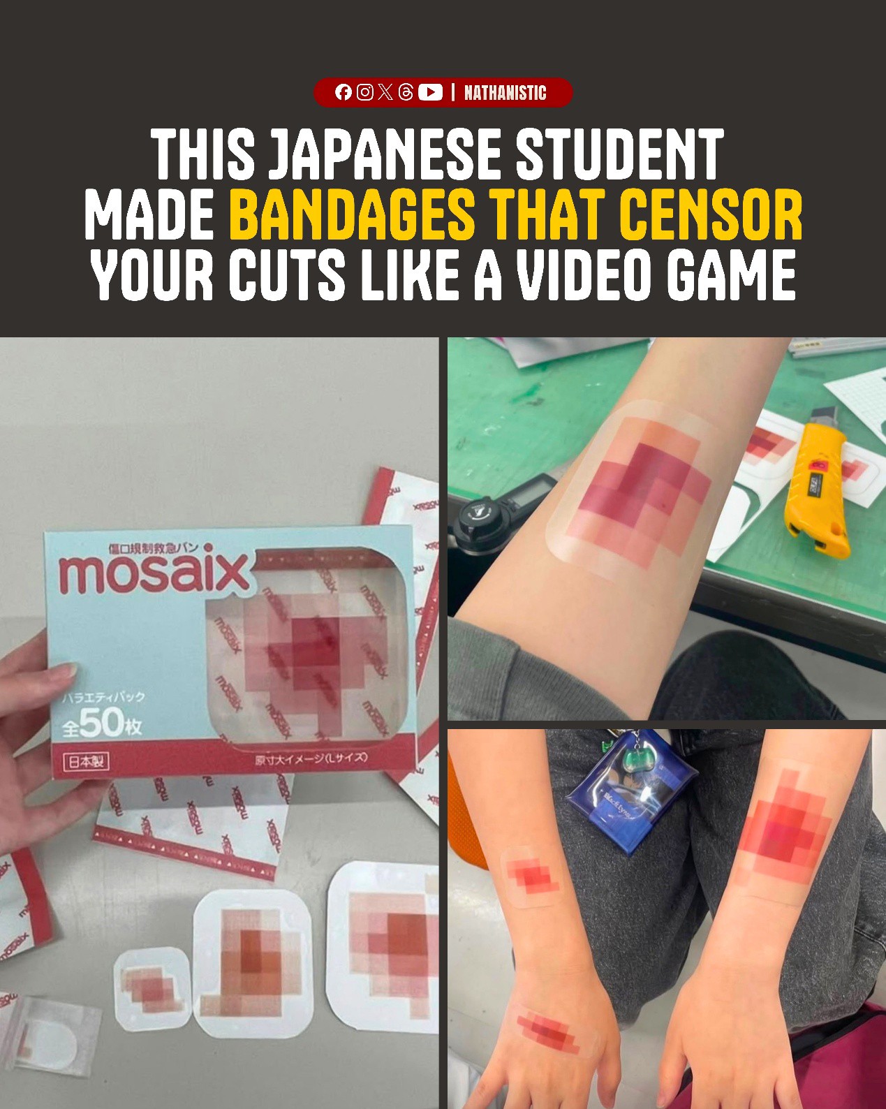 These Pixelated Bandages Make Your Scrapes Look Blurred Out A