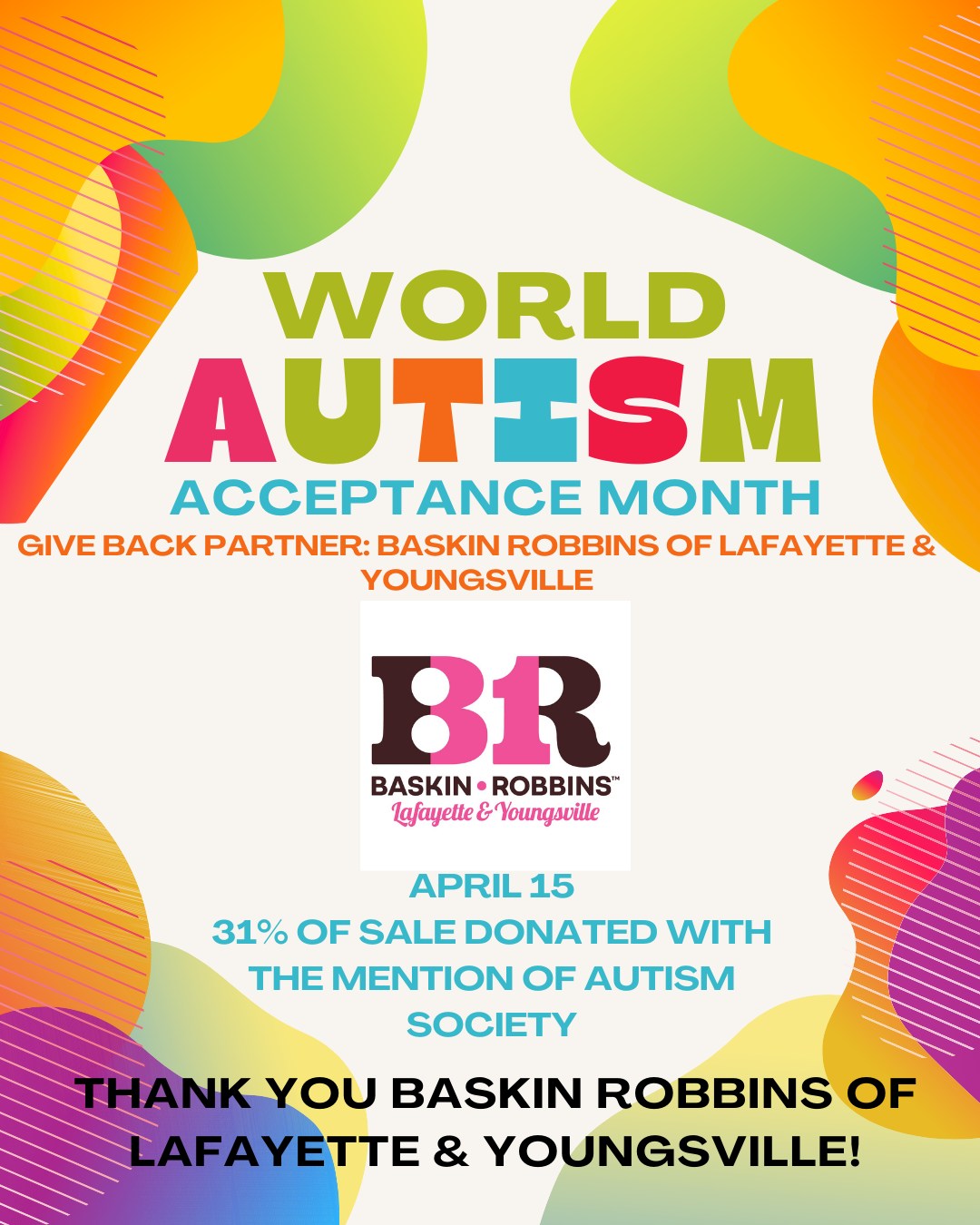 Autism - 🙏 We’re so thankful to Baskin-Robbins for supporting Autism ...