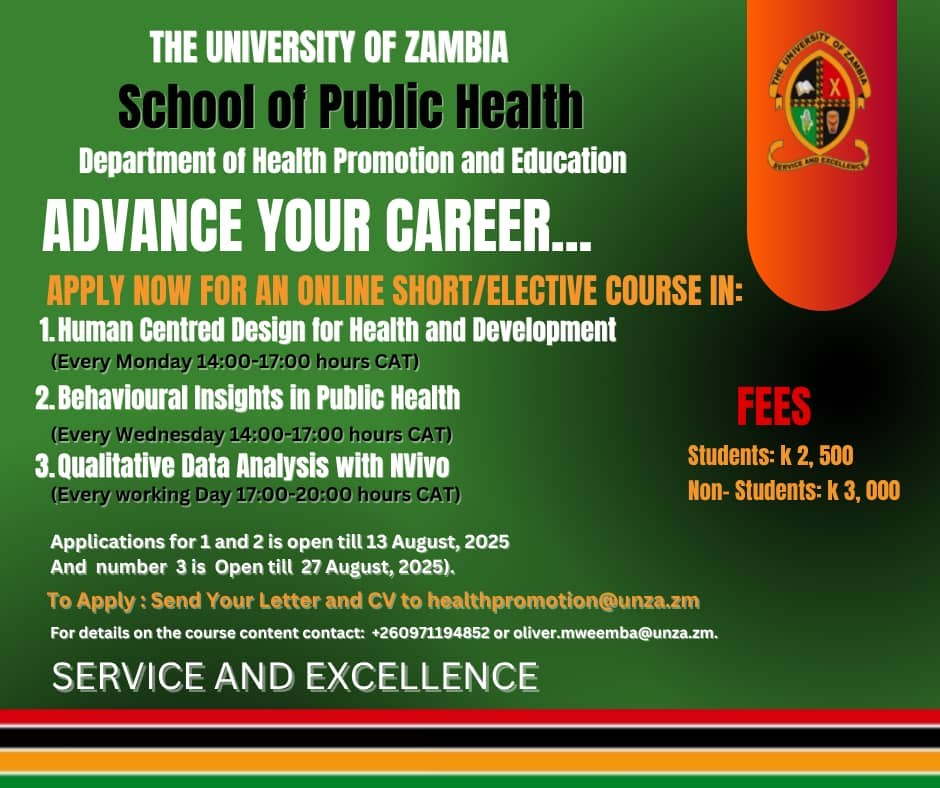 SHORT COURSES ALERT!!... - The University of Zambia -UNZA | Facebook