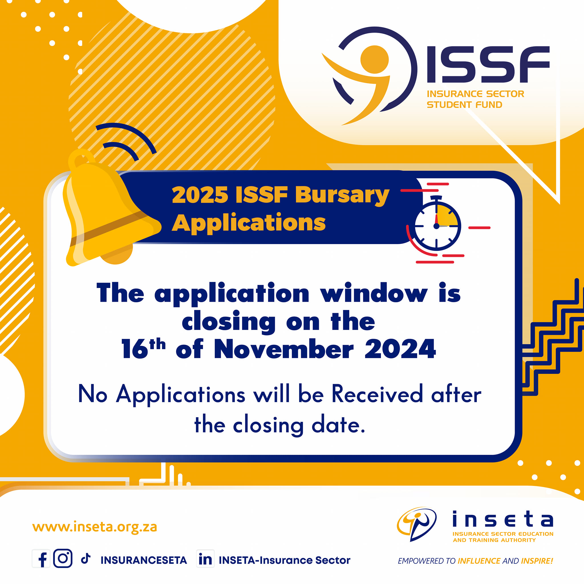 INSETA - Final Call for 2025 ISSF Bursary Applications... | Facebook