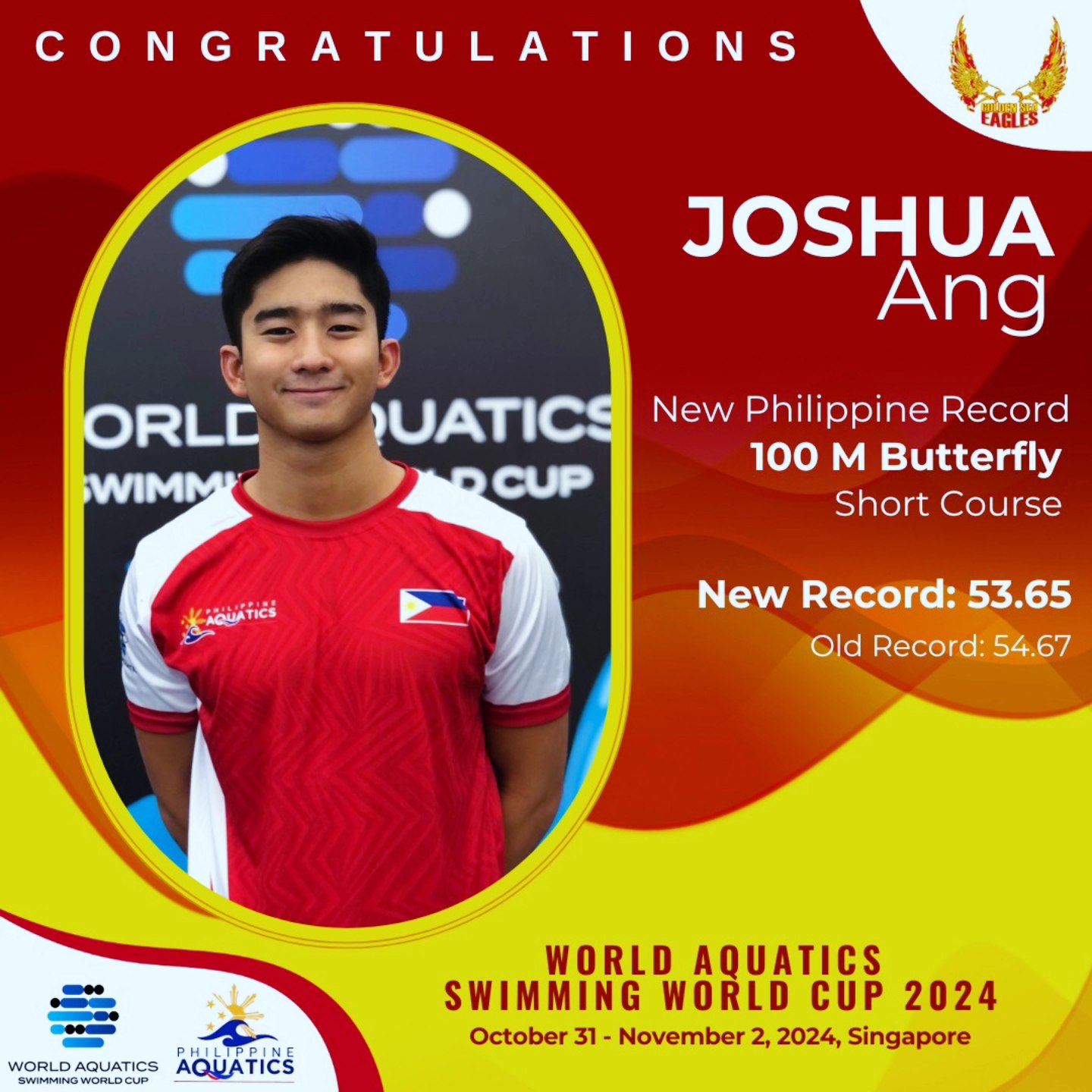 Golden - Joshua Ang just established a new Philippine Record 🇵🇭 for the ...