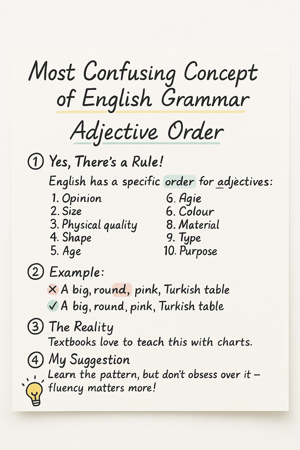 English - Most Confusing Concept Of English Grammar | Adjective Order ...