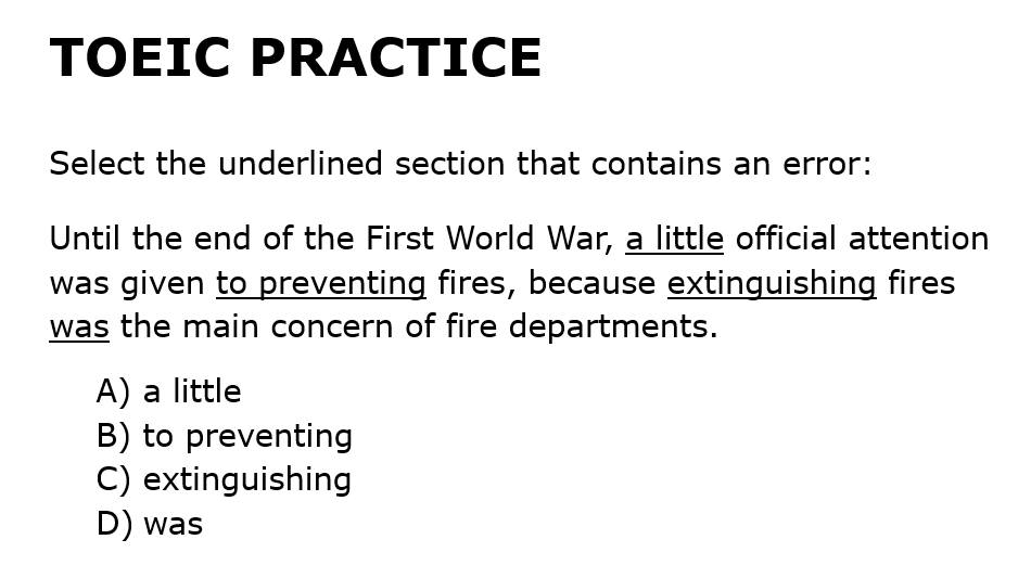 English - ฝึก TOEIC Select the underlined section that contains an ...