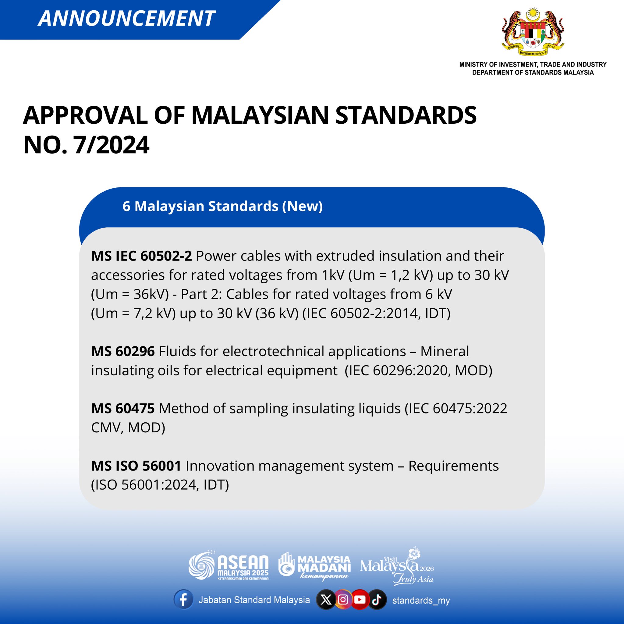Approval of Malaysian... - Jabatan Standard Malaysia | Facebook