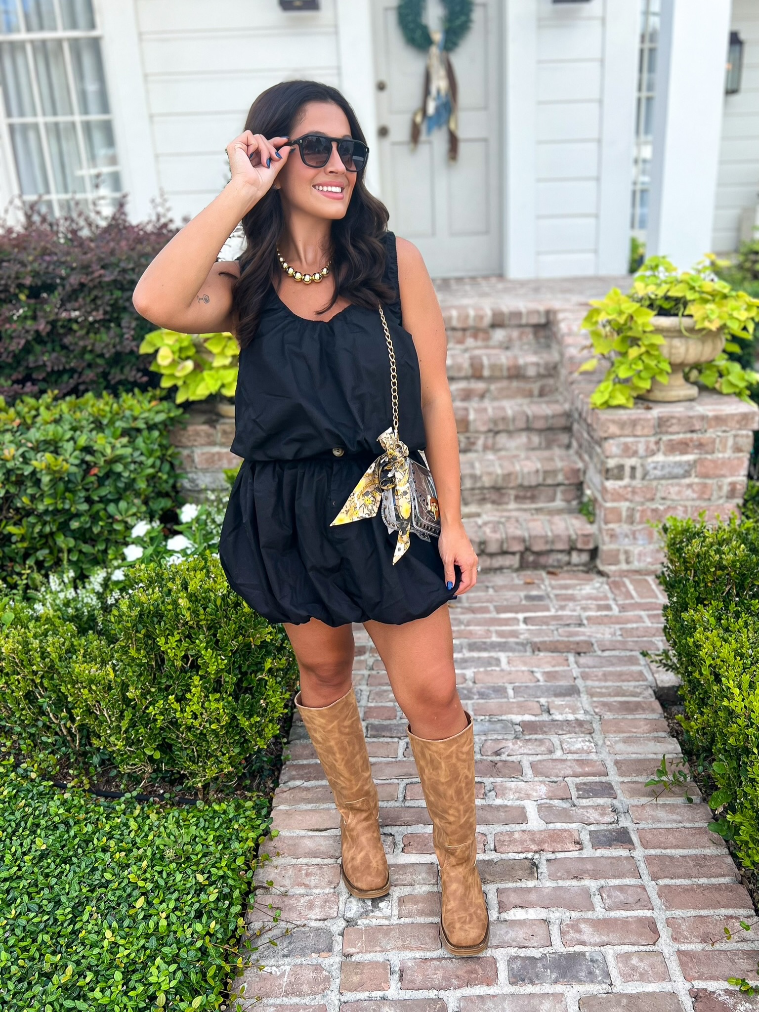 black and gold game day dress Blossom Boutique style for Saints party abaya