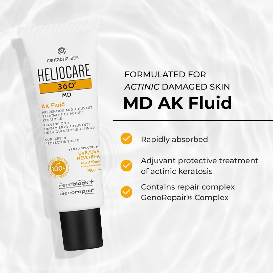 The Heliocare 360° MD AK Fluid SPF 100+ is your go-to for the