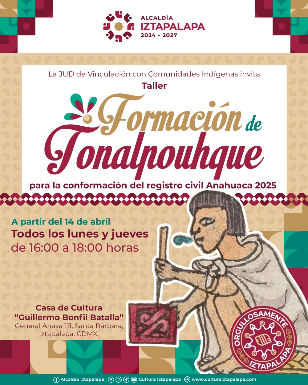 Cultura - ️ Únete al #Taller de Formación de #Tonalpouhque para la ...