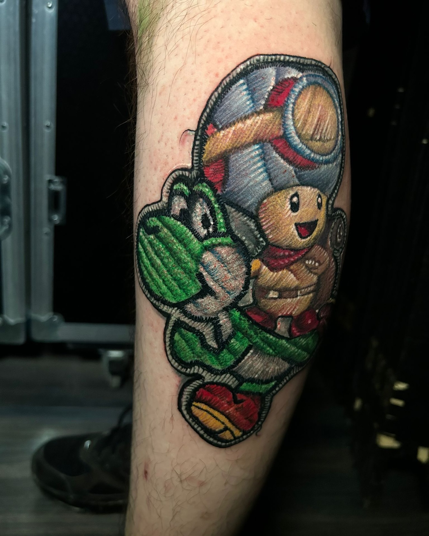 Yoshi sticker tattoo by Dan. For bookings and enquiries contact 