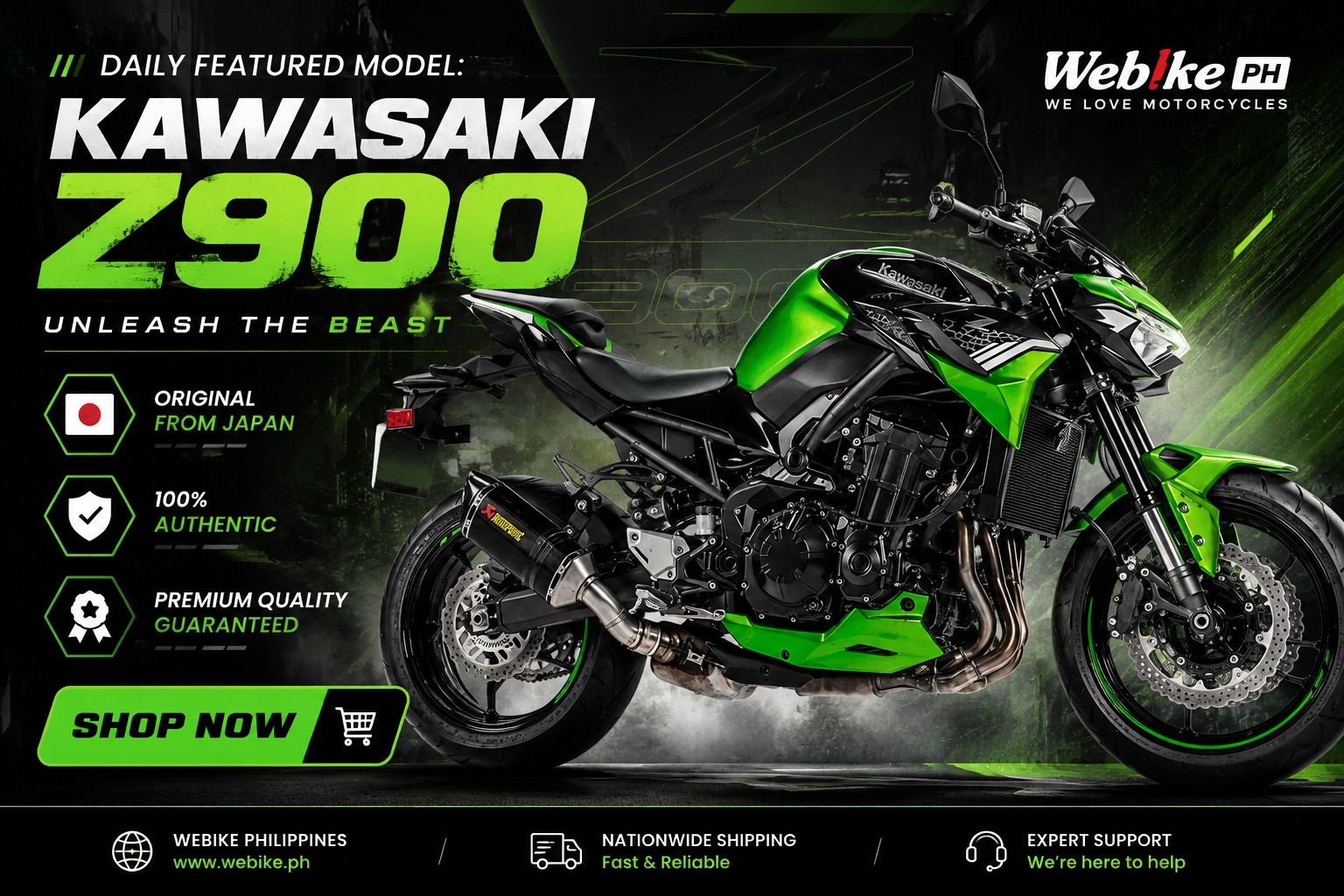 🏍️ DAILY FEATURED MODEL: Kawasaki Z900 🔥 Upgrade your street
