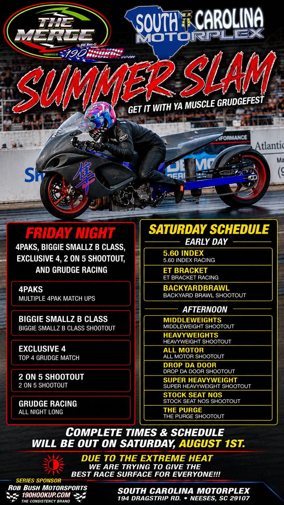 Summer Slam Grudgefest Schedule at South Carolina Motorplex