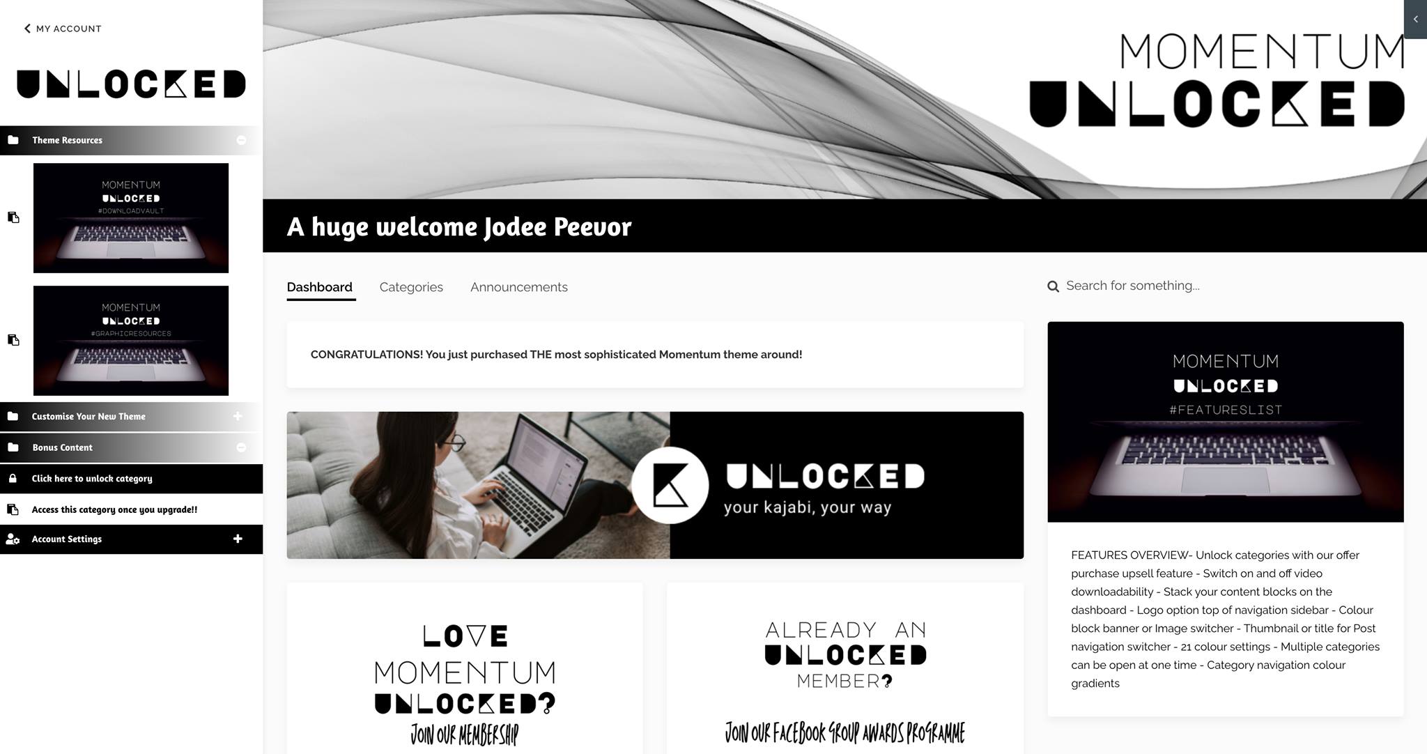 Unlocked club - Sneak peek inside the Momentum UNLOCKED theme with 9 ...