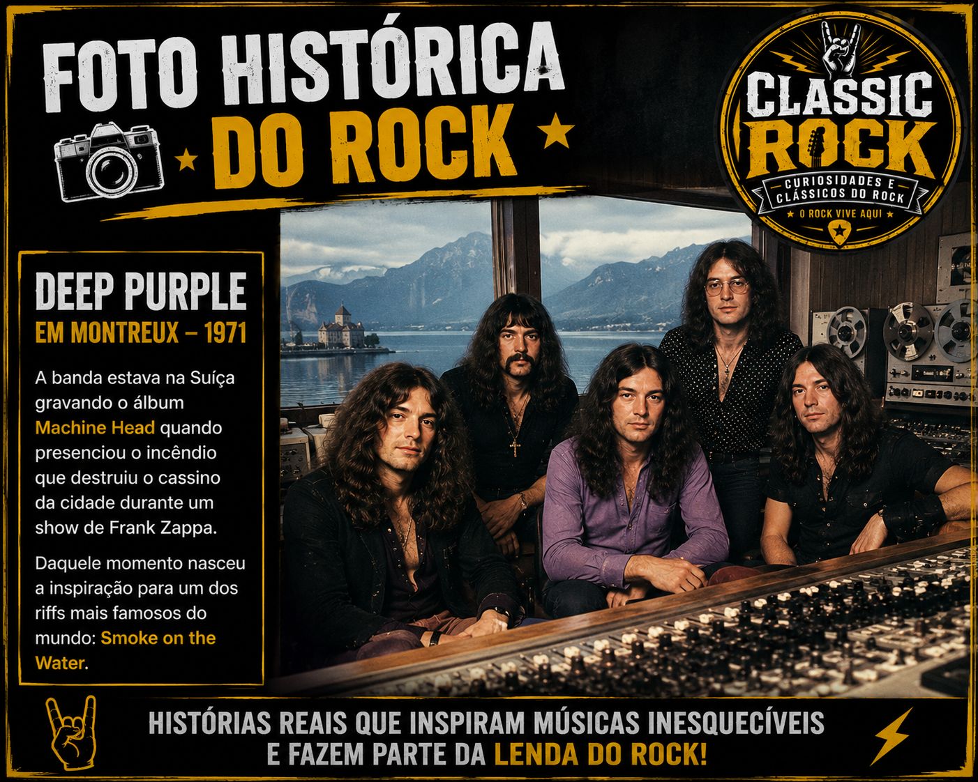 📸 FOTO HISTÓRICA DO ROCK Deep Purple em Montreux – O início de