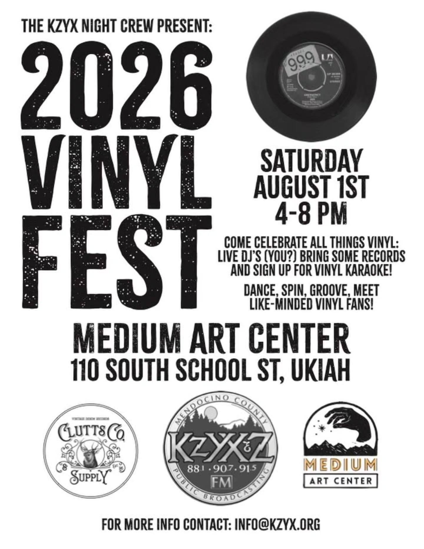 Today! We're excited to host KZYX's Vinyl Fest on Saturday, Aug. 1