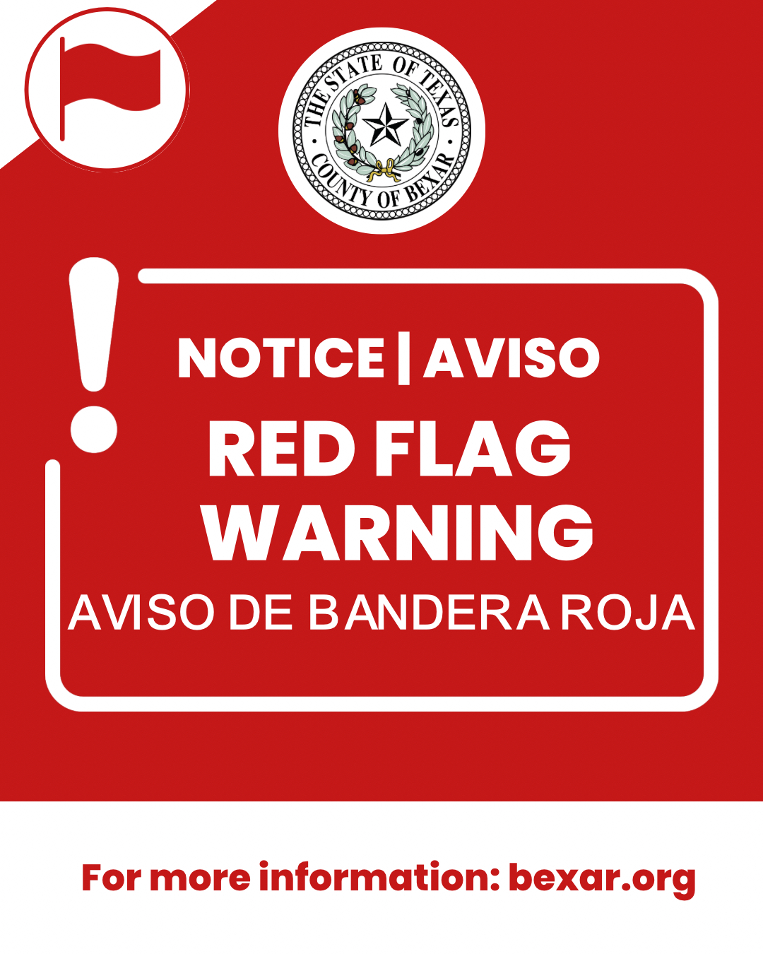 Bexar County, Texas - Government - 🚩Red Flag Warning 🚩 Critical fire ...