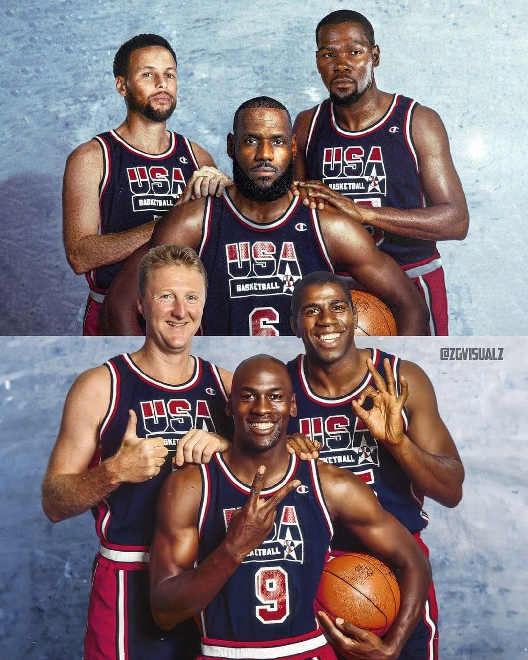 Curry, James, and Durant recreated an iconic 1992 Dream Team image