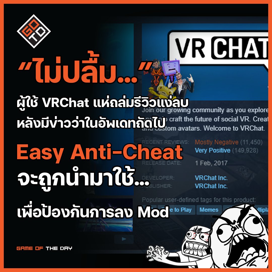 Game of the day - ผูใช้แห่ถล่มกดรีวิวแง่ลบหลัง VRChat...