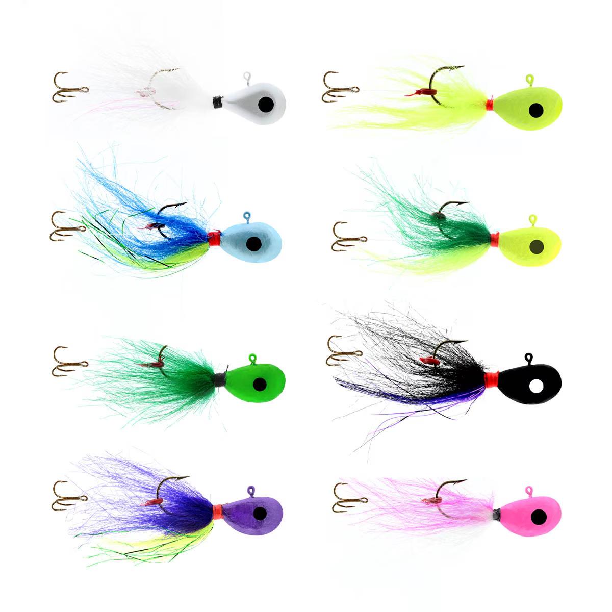 bucktail-jigs-saltwater-hair-jigs-head -fishing-lures-assorted kit Motionchic 10 Pieces Bucktail Jigs Hair Jig Saltwater and Freshwater Bait Surf Striper Fishing Lure Head Swimbait Jig Hook for Pompano Halibut Mackerel Bass Flounder(1 oz) : Sports & Outdoors can easily penetrate the plastic swimbait Hutch Tackle Bucktail Jigs, 5/16