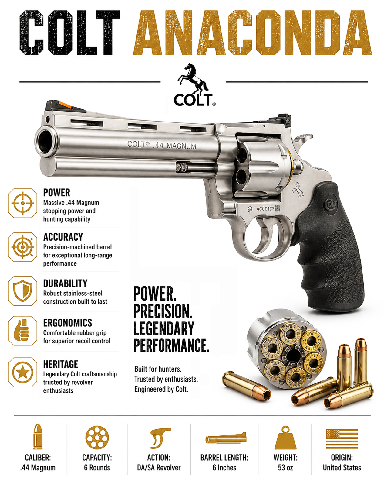 Colt Anaconda: The Legendary .44 Magnum Revolver Built for Power 