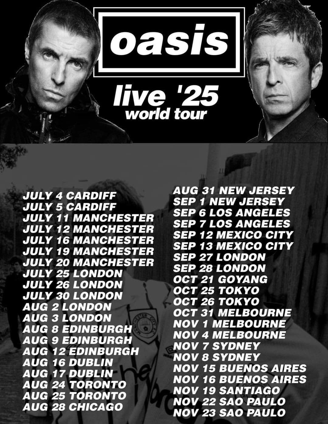 Oasis Live '25 - Official Tour Programme. A Microdot design.