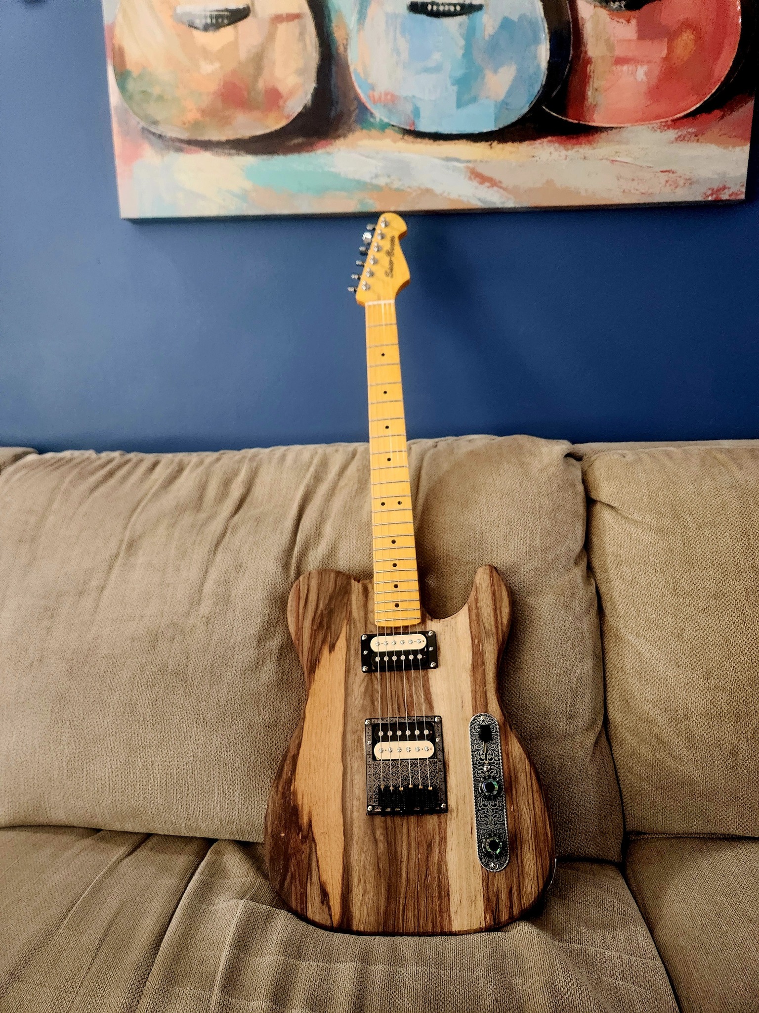African Black Limba Tele Style Guitar for Sale