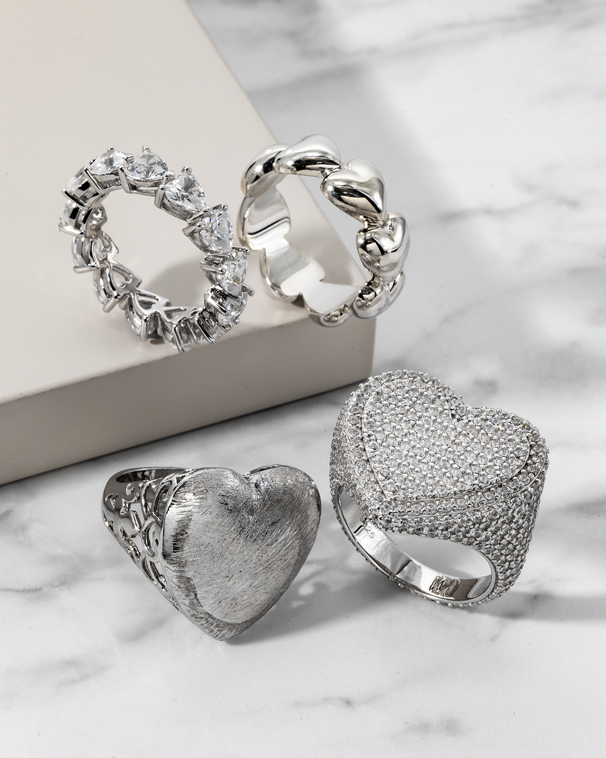 シルバー ハートデザイン リング #avalanche_ring 1周全体に綺麗に
