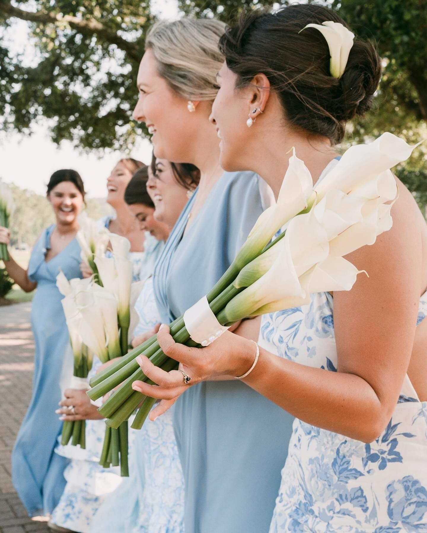 mismatched blue floral bridesmaid dresses Would you choose or traditional dresses? Size:Custom Made(Leave note about custom measurements) Wisteria Delmorta - Six Drawer