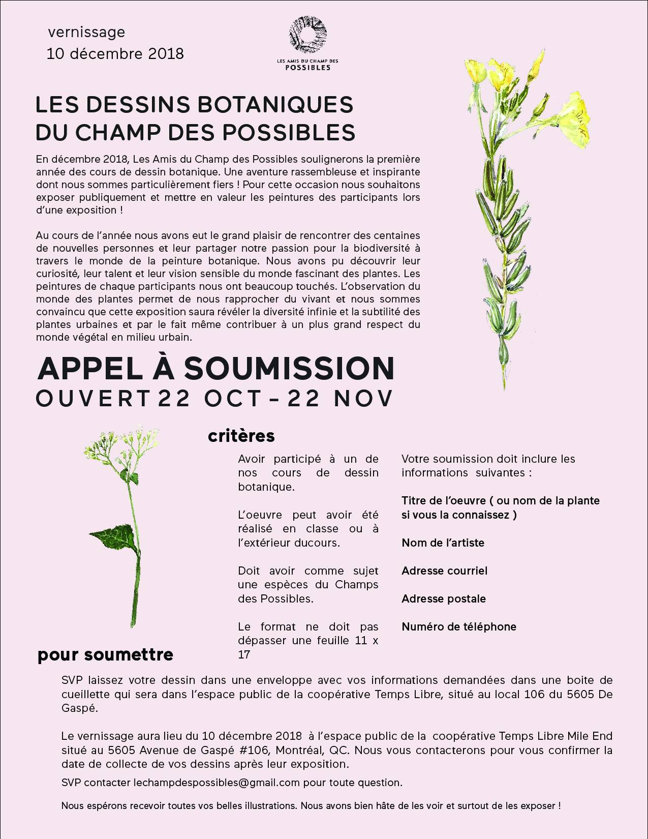 Appel à Soumission Les Dessins Les Amis Du Champ