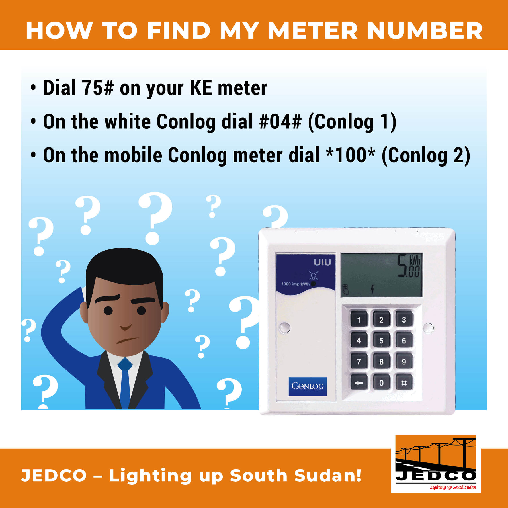 How do I find... - Juba Electric Distribution Company - JEDCO | Facebook