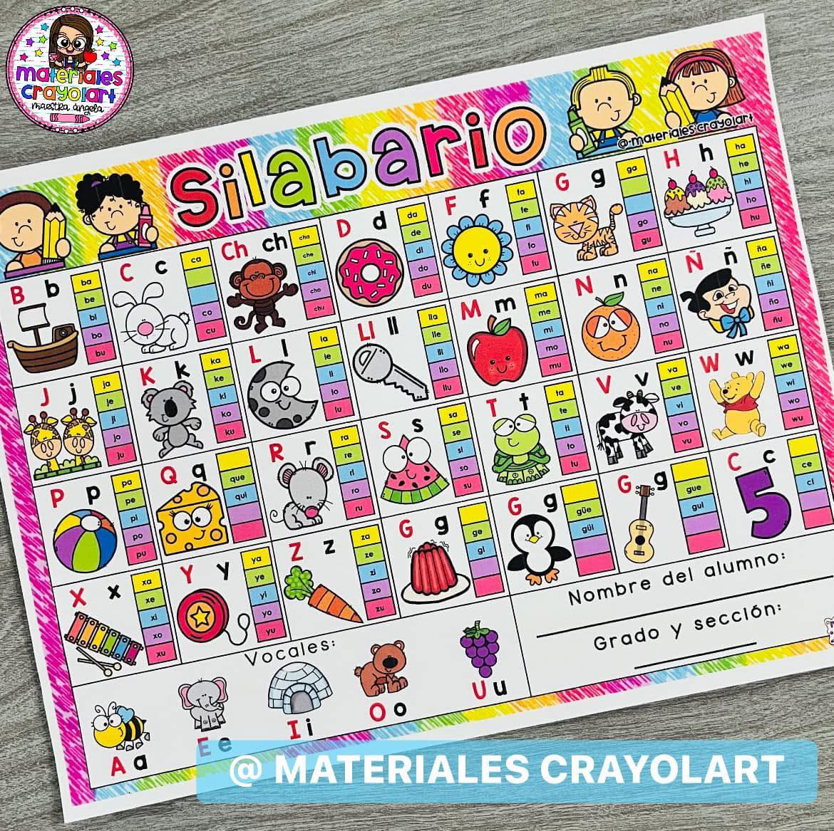 Materiales - Silabario 🔡🌈🚌 $40 mxn. Tamaño carta 📄 Ideal para pegar en ...