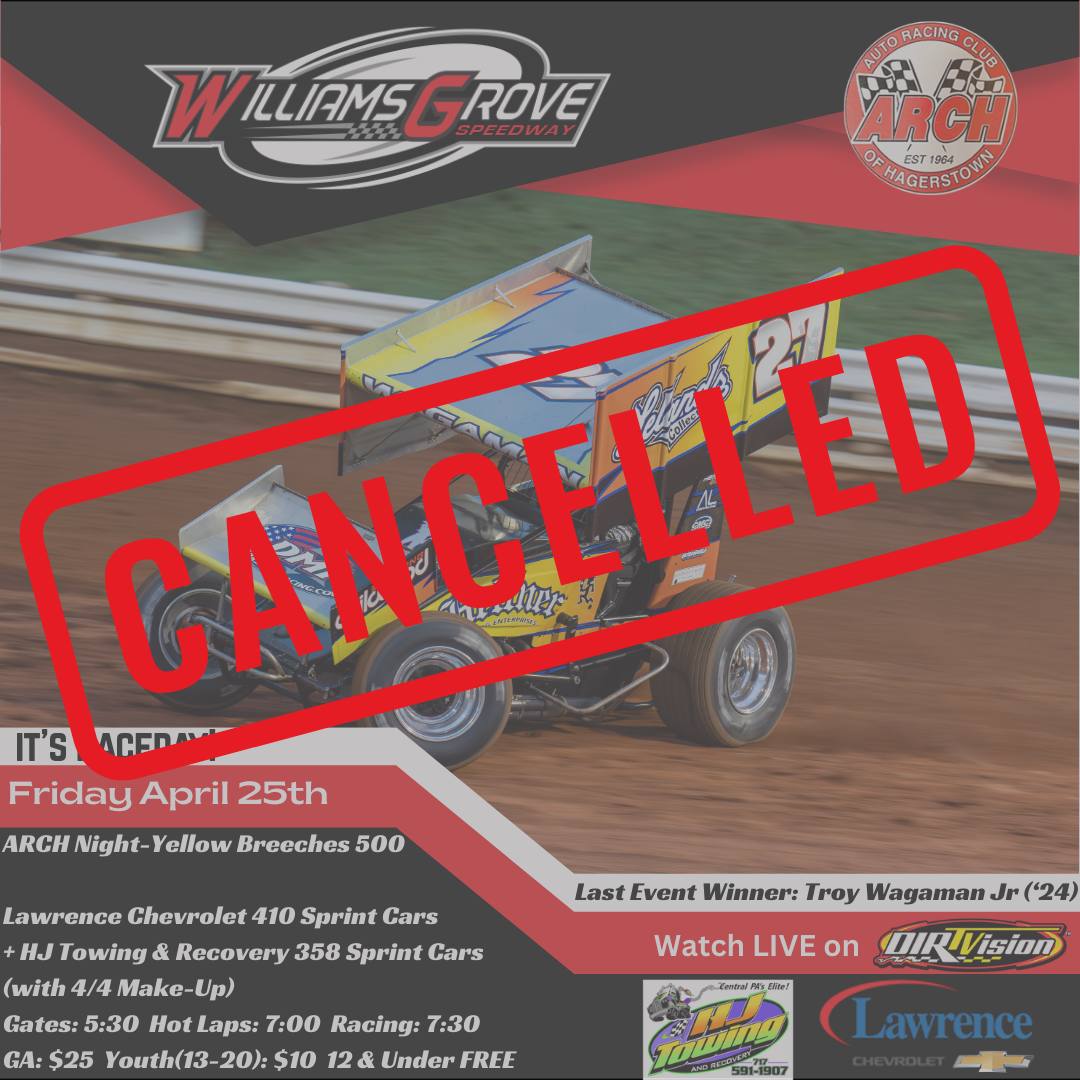 Williams - 🚨 Racing Canceled for Tonight, April 25 🚨 Due to the ...