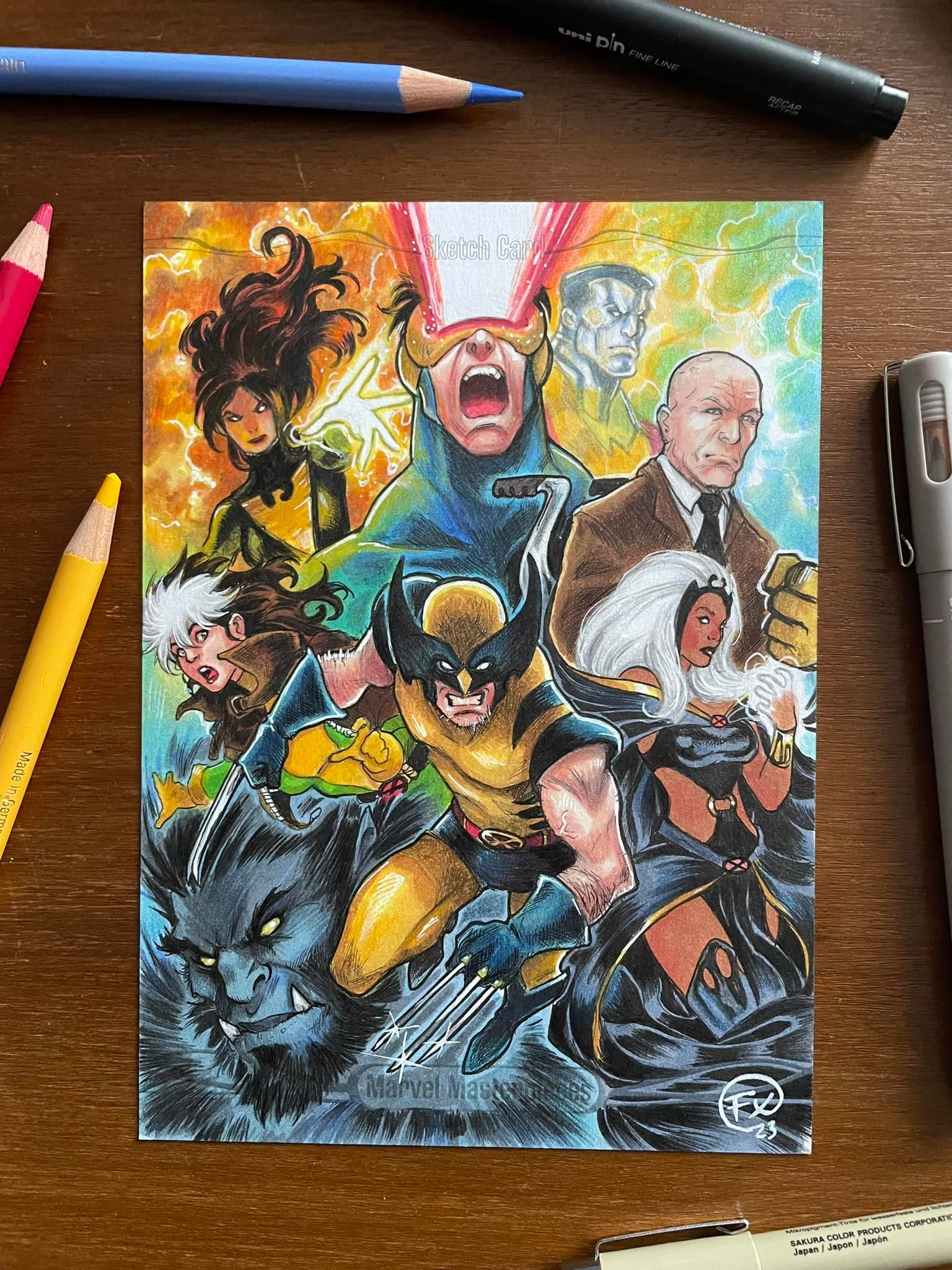 2017 Upper Deck Marvel Premier X-Men quad panel sketch card