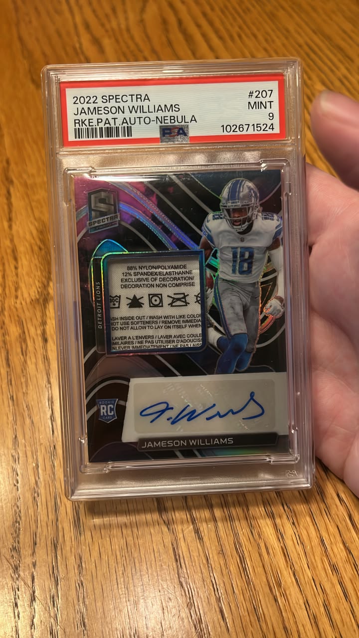 2022 Spectra Jameson Williams PSA 9 rookie auto card