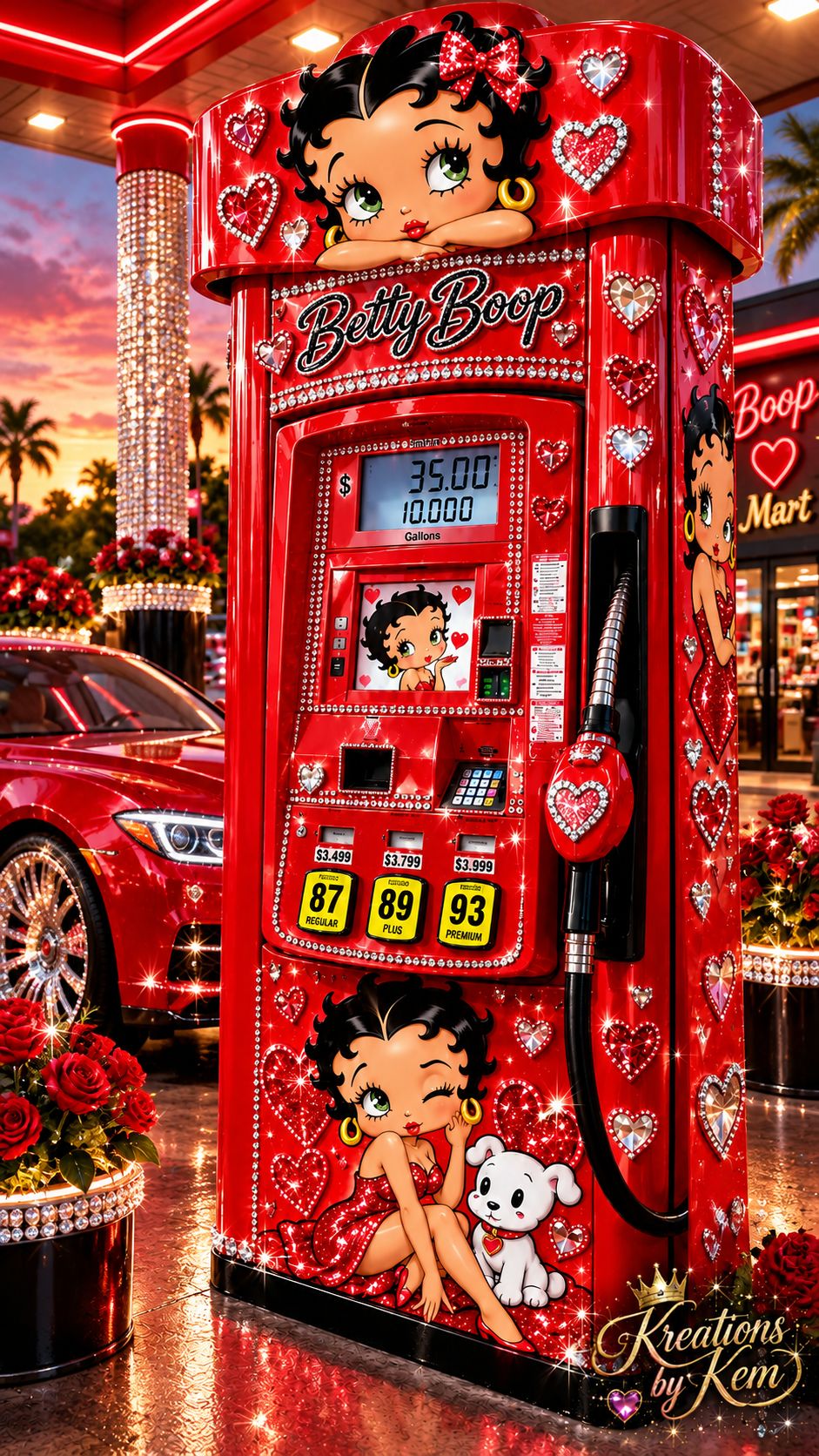Wow! A pink glitter Betty Boop washer and dryer set