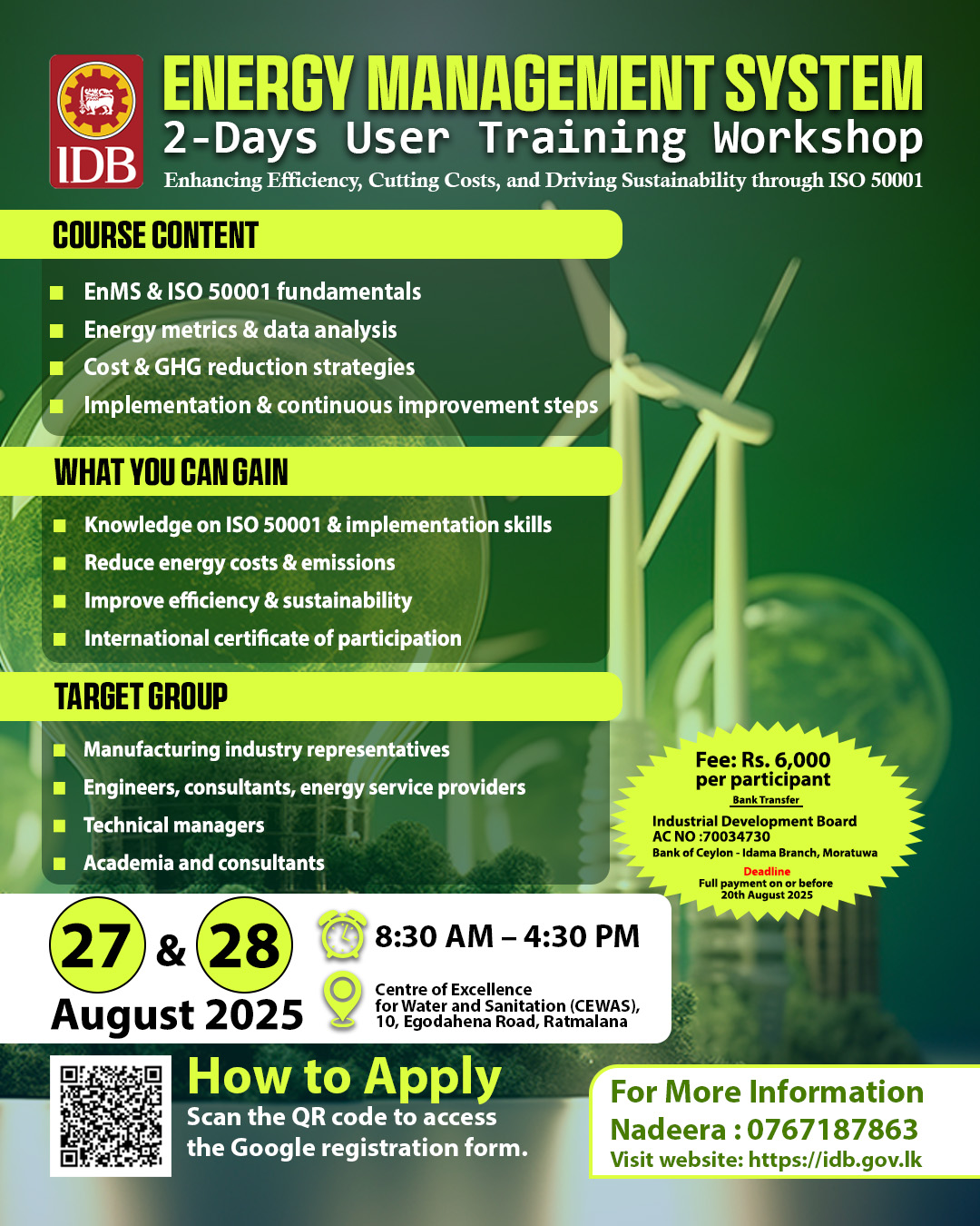 Industry - https://idb.gov.lk/training/courses/workshop-on-energy ...