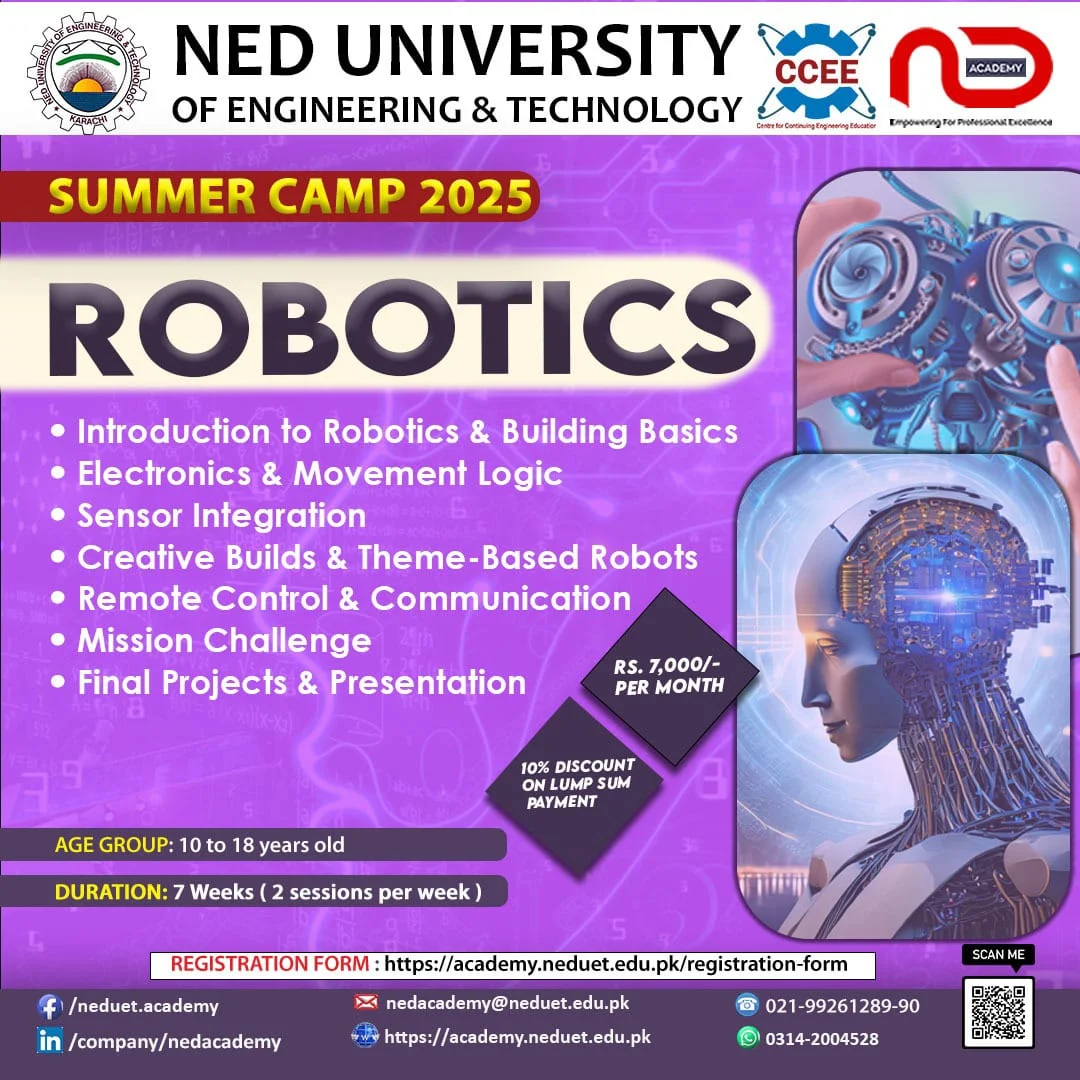 7-Week Summer Camp 2025 – Robotics Offered by NED University of ...