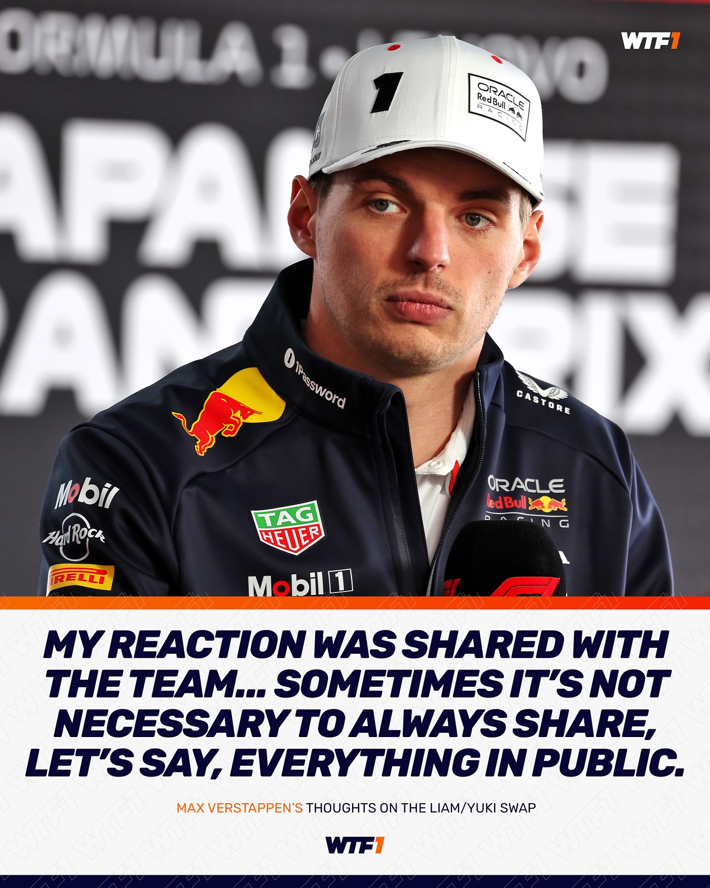 WTF1 - Verstappen when asked about his reaction to the Yuki/Liam swap ...