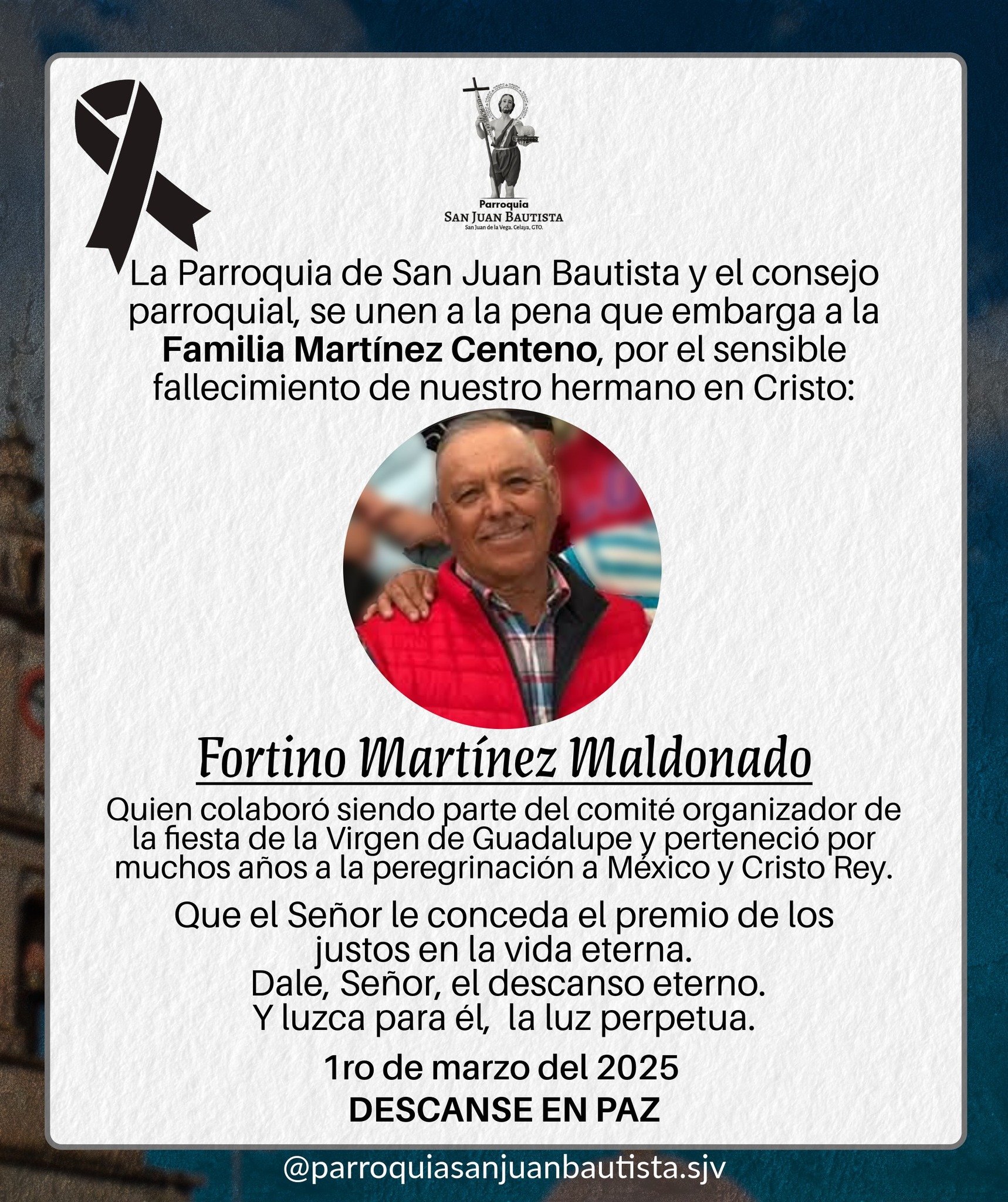 𝘿𝙀𝙎𝘾𝘼𝙉𝙎𝙀 𝙀𝙉 𝙋𝘼𝙕. La Parroquia de San Juan Bautista y el consejo ...