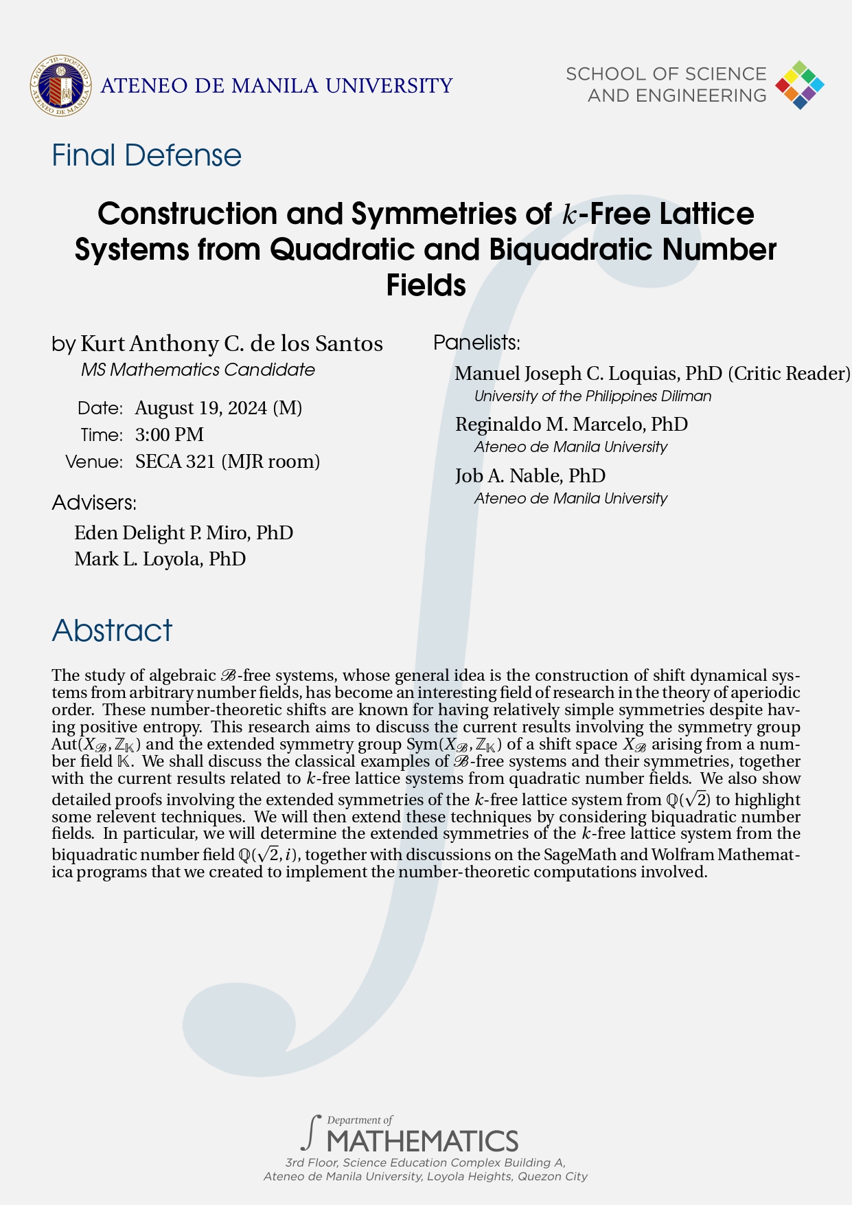 ADMU - Everyone is invited to the final defense of Kurt Anthony C. de ...