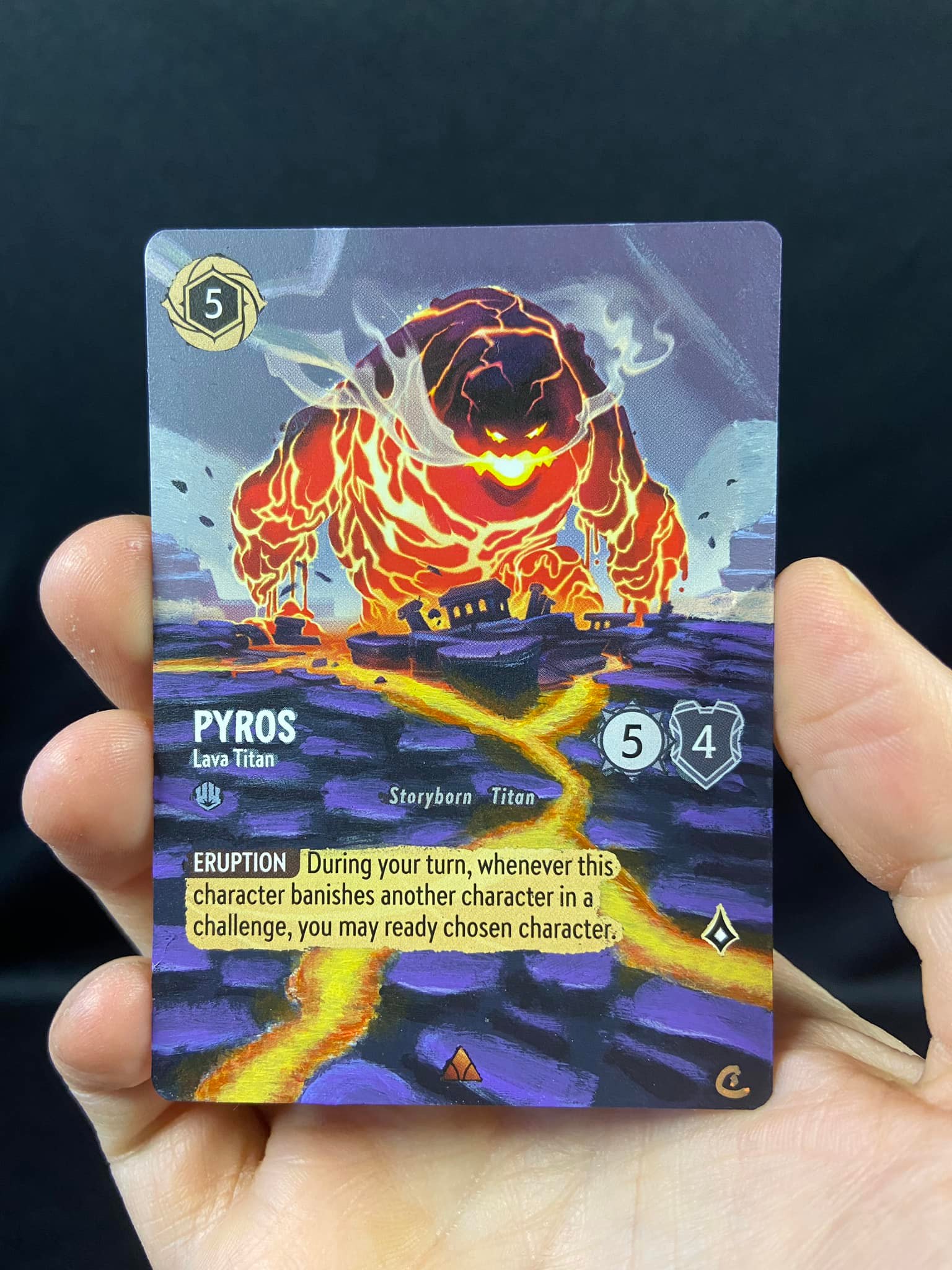 lorcana titan cards - Into the Inklands - Pyros - Lava (Rare) you may ready chosen character Stratos - Tornado Titan 55/204